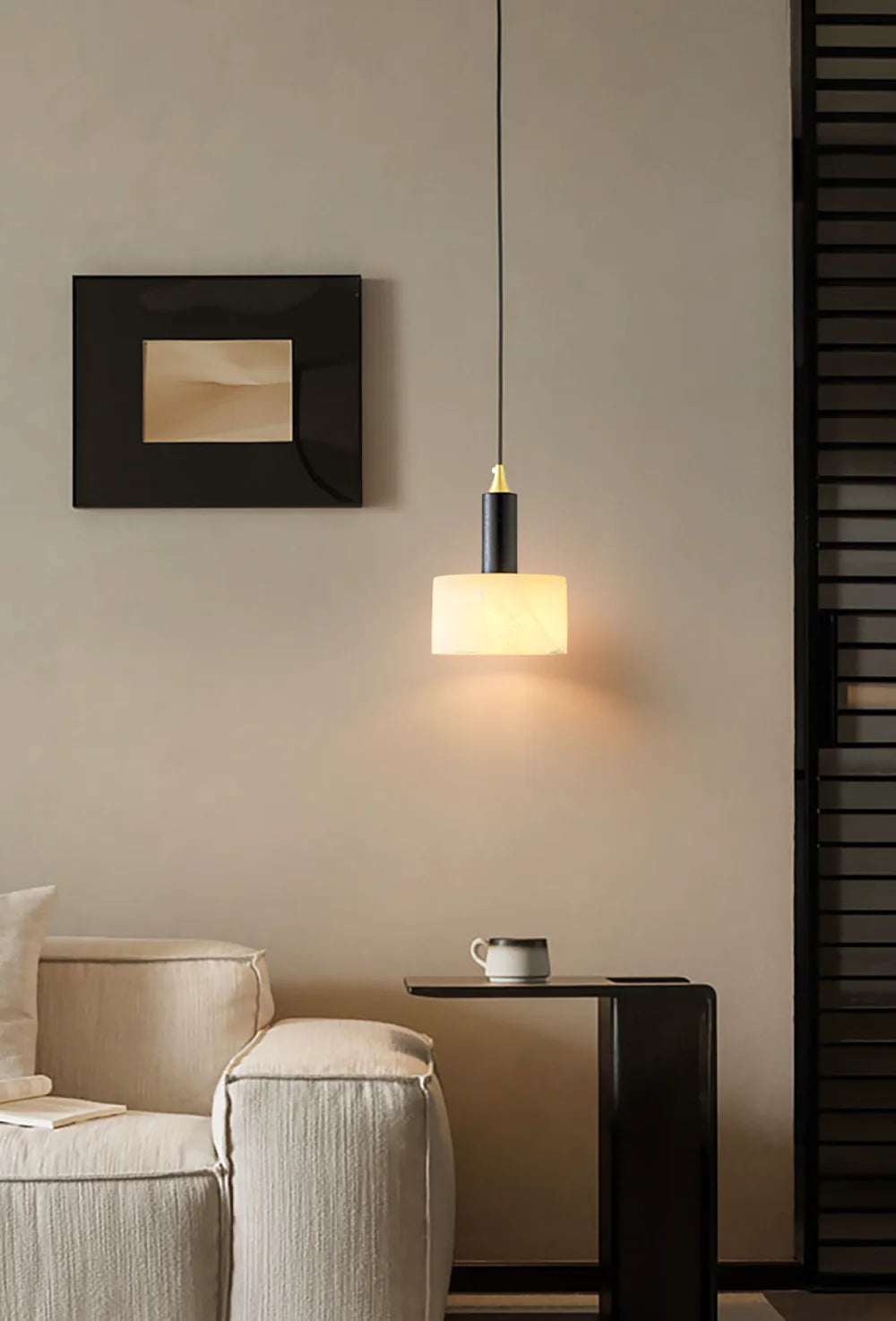 Modern Cylindrical Alabaster Pendant Light