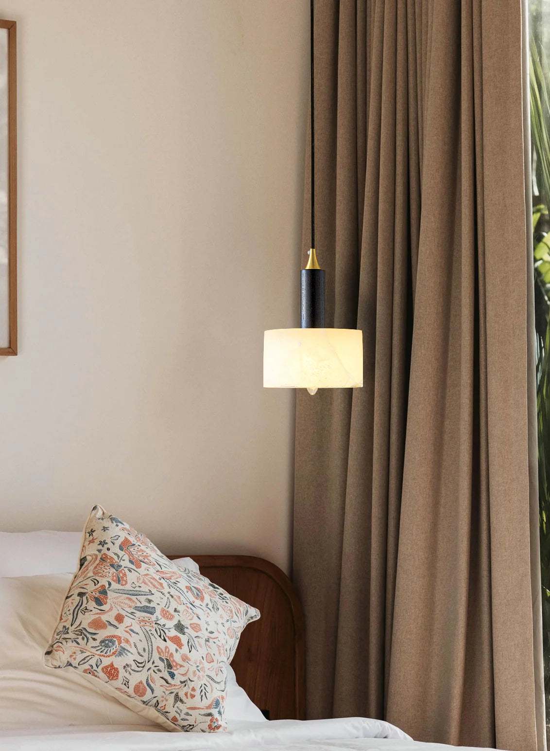 Modern Cylindrical Alabaster Pendant Light