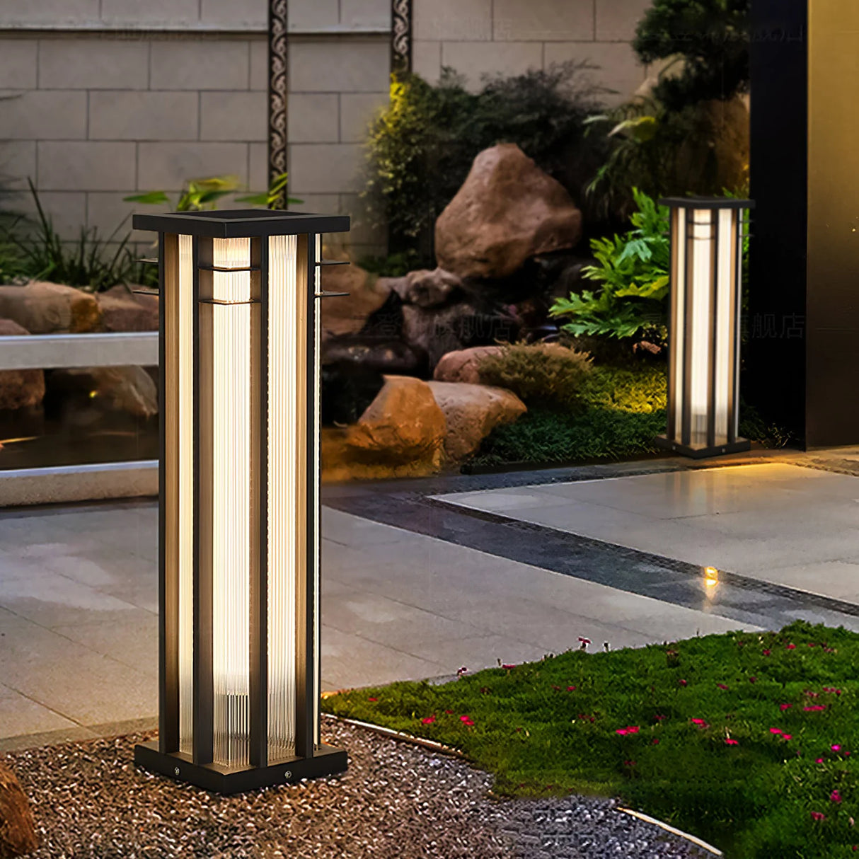 Modern Double Axis Outdoor Post Lamp