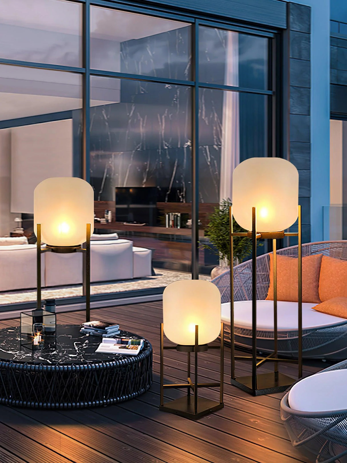 Modern Lantern Outdoor Floor Lamp