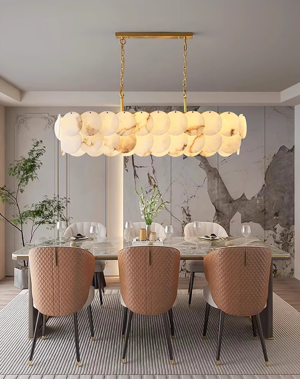 Modern Luxury Round Alabaste Chandelier