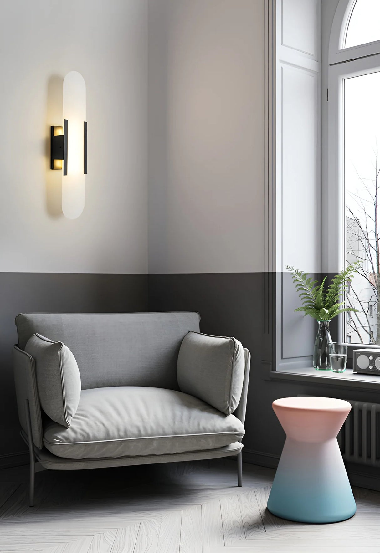 Oval Alabaster Melange Elongated Wall Lamp