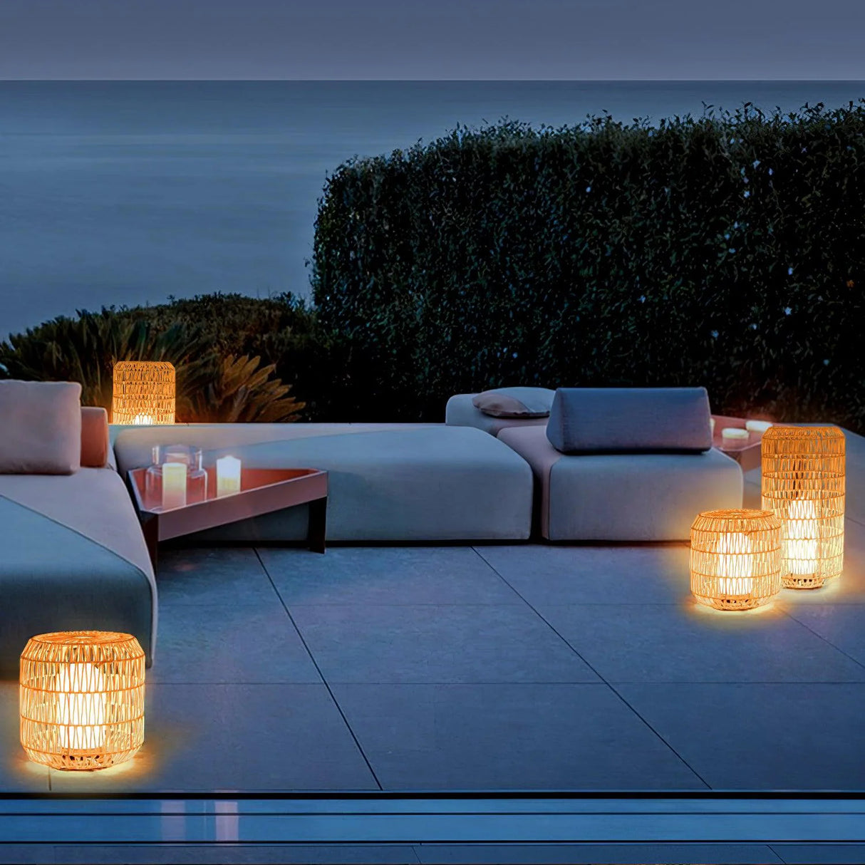 Modern Woven Rattan Outdoor Lamp