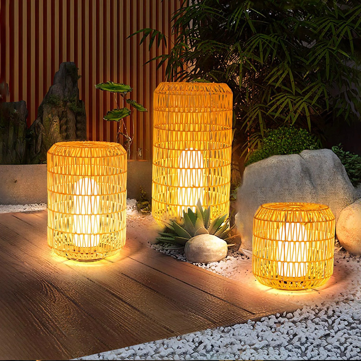 Modern Woven Rattan Outdoor Lamp