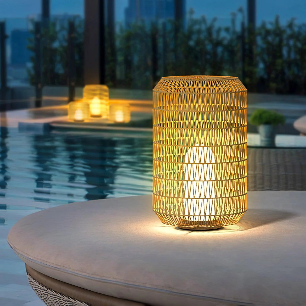 Modern Woven Rattan Outdoor Lamp