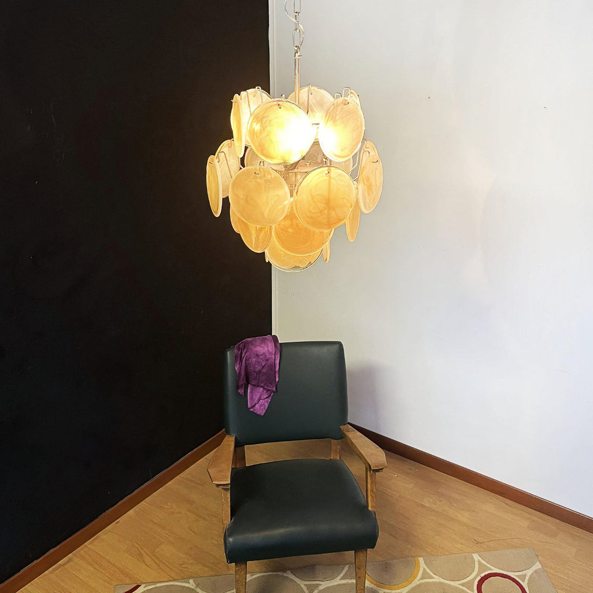 Vintage Murano Gold Glass Chandelier