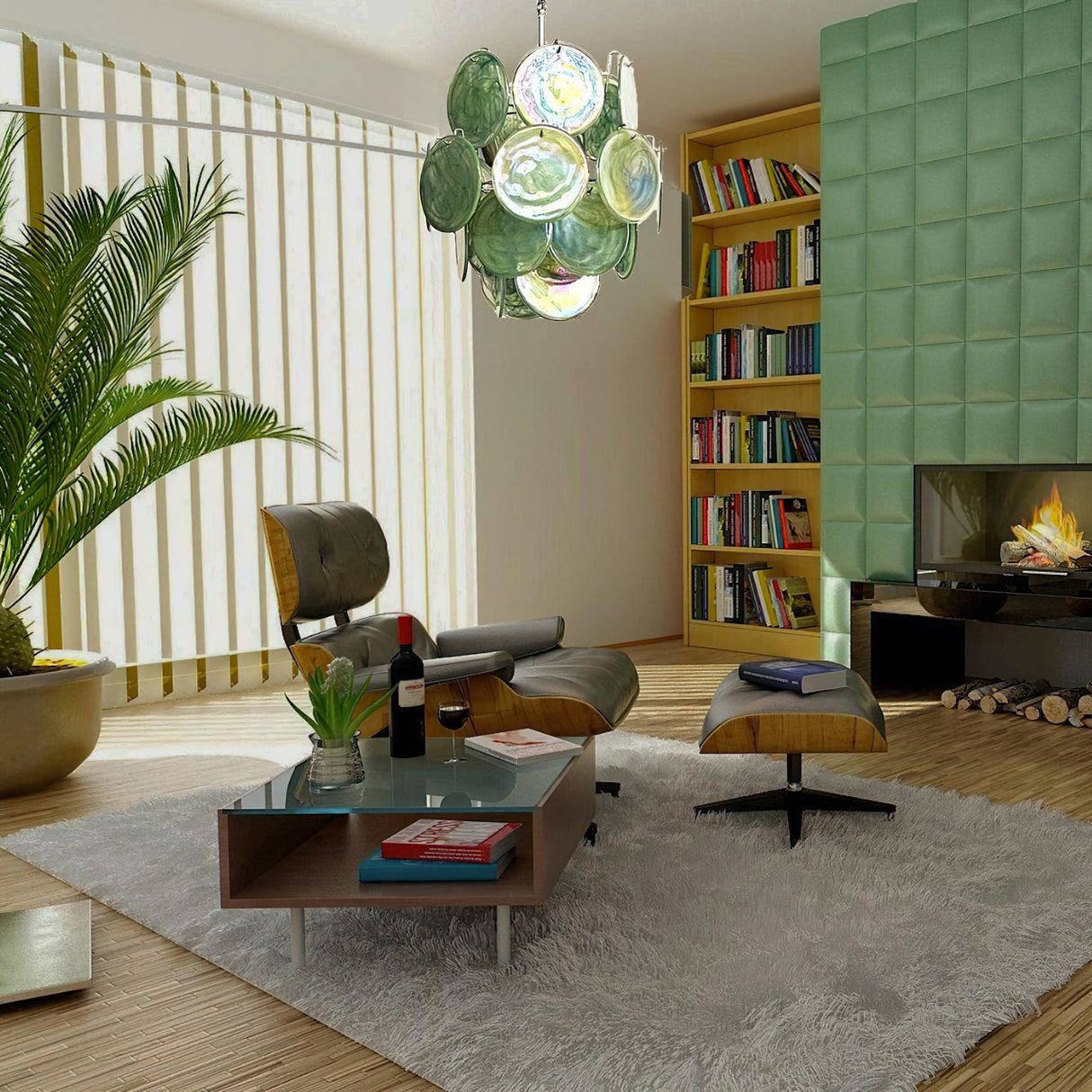 Vintage Murano Green Glass Chandelier