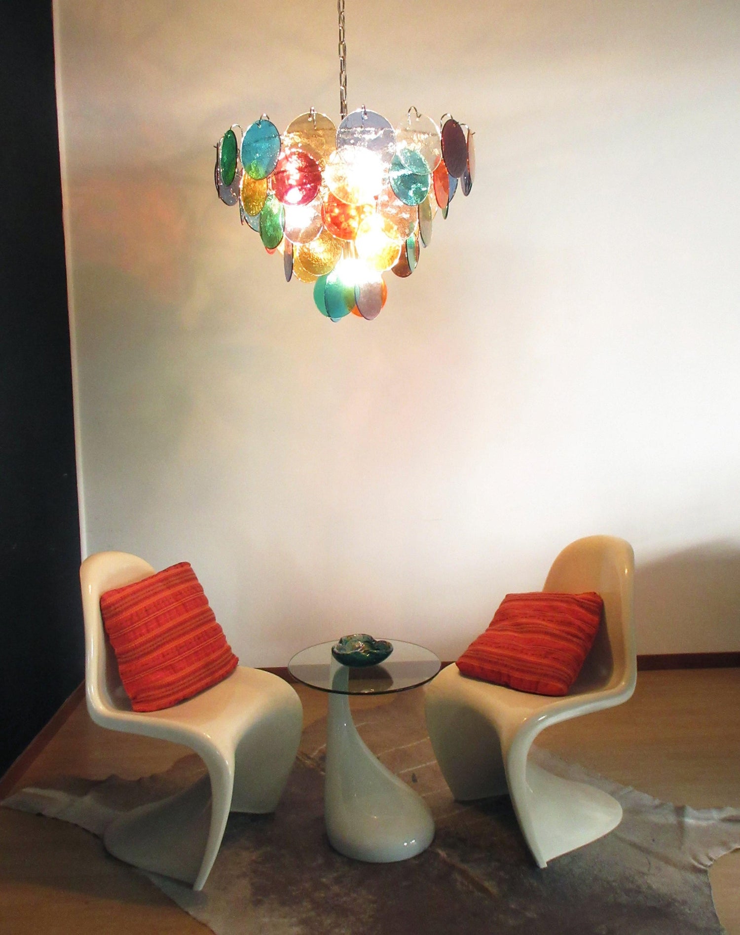 Elegant Murano Disc Multicolored Chandelier