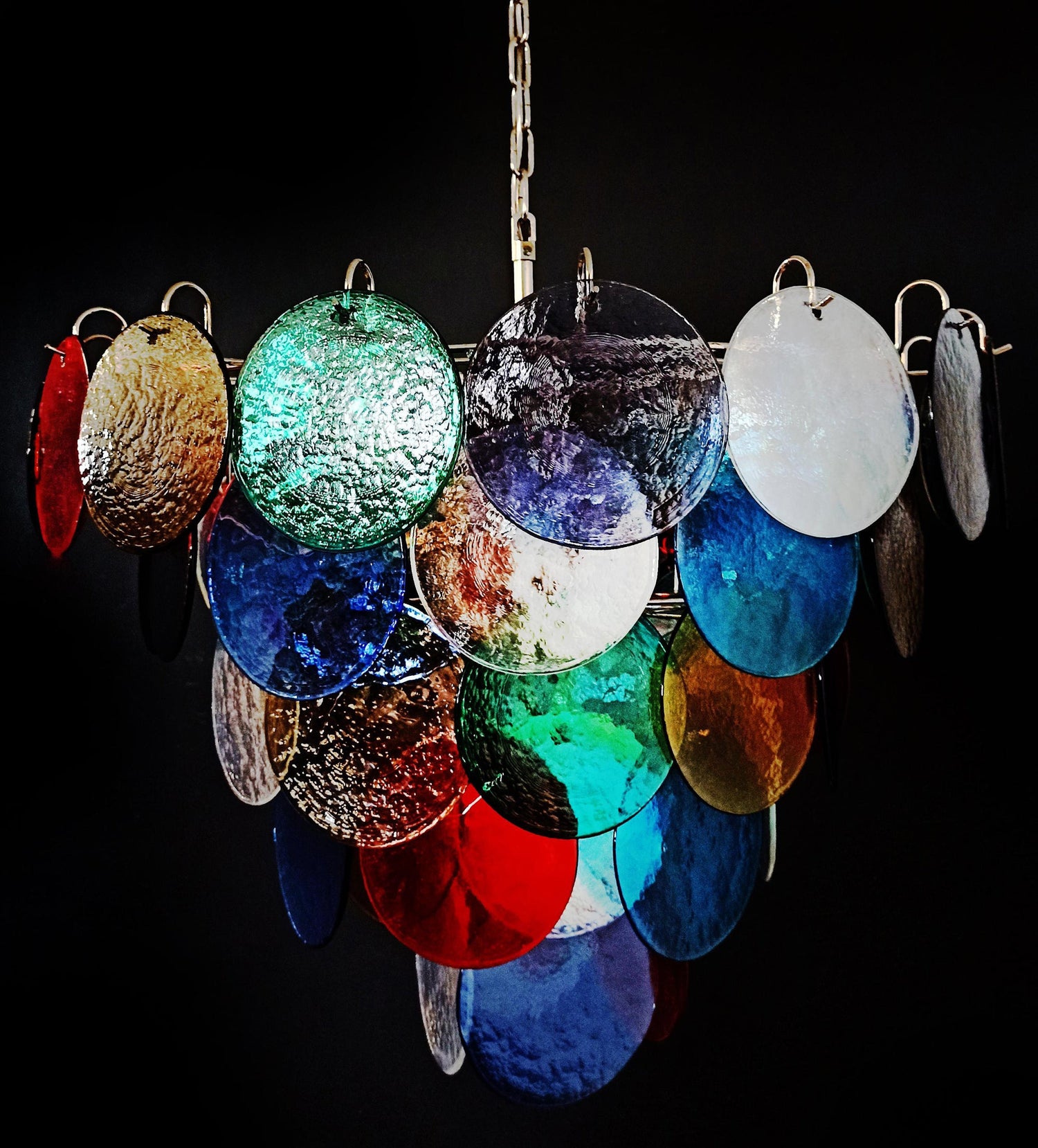 Elegant Murano Disc Multicolored Chandelier