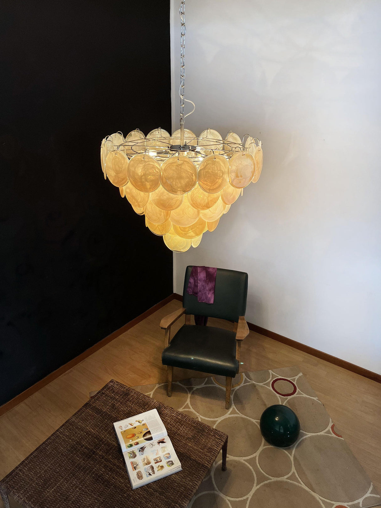 Elegant Murano Disc Gold Chandelier