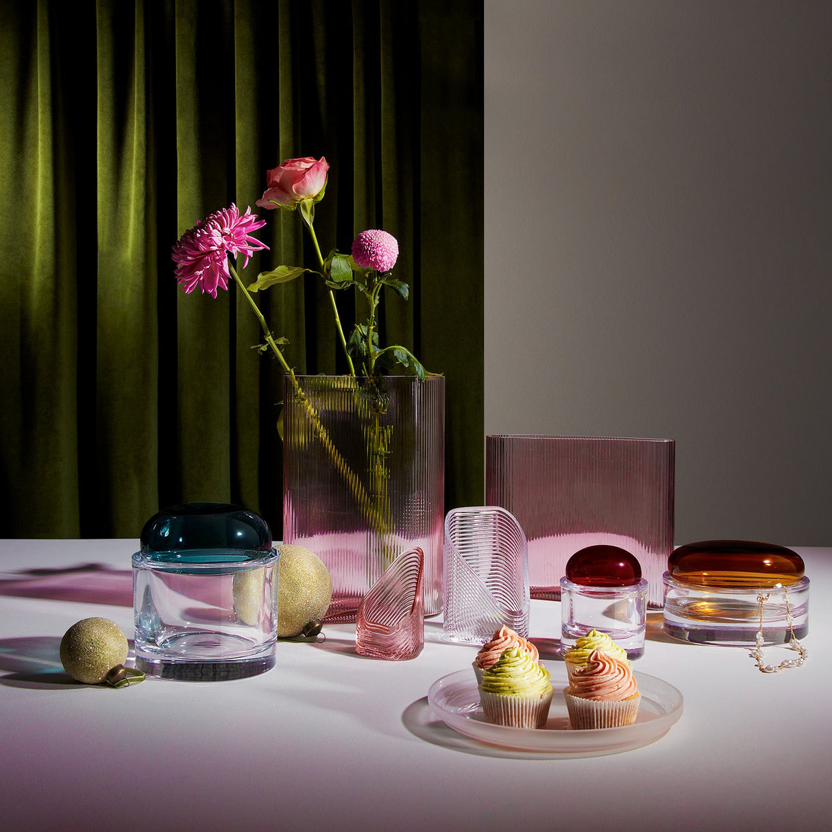 Mist Vase Wide Dusty Rose