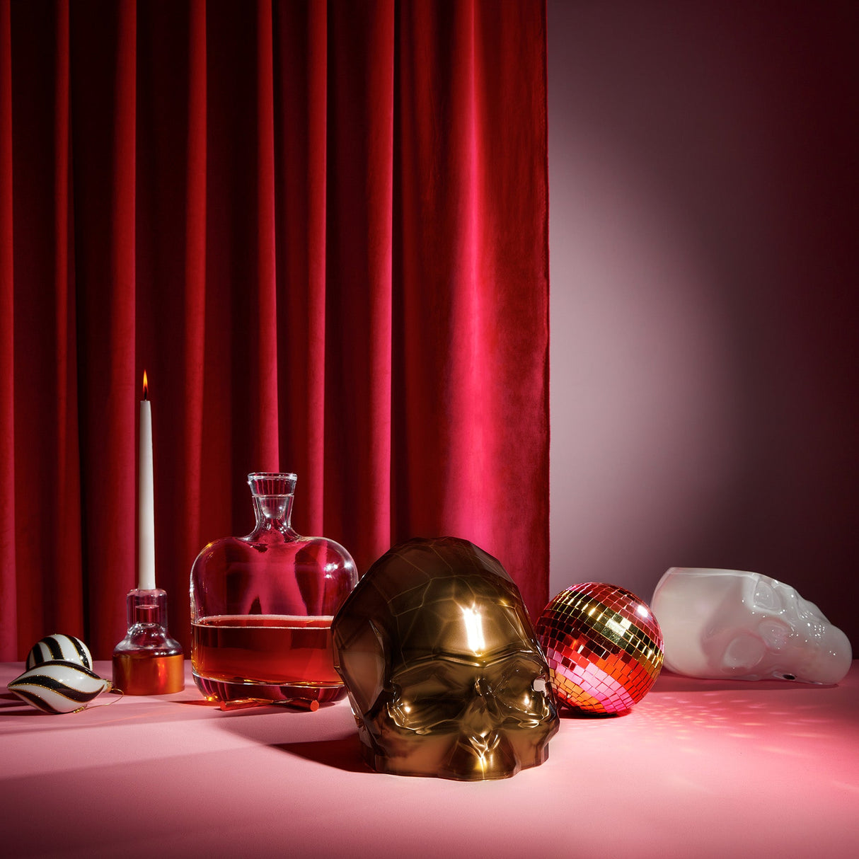 Memento Mori Faceted Skull Bowl Opal White Large