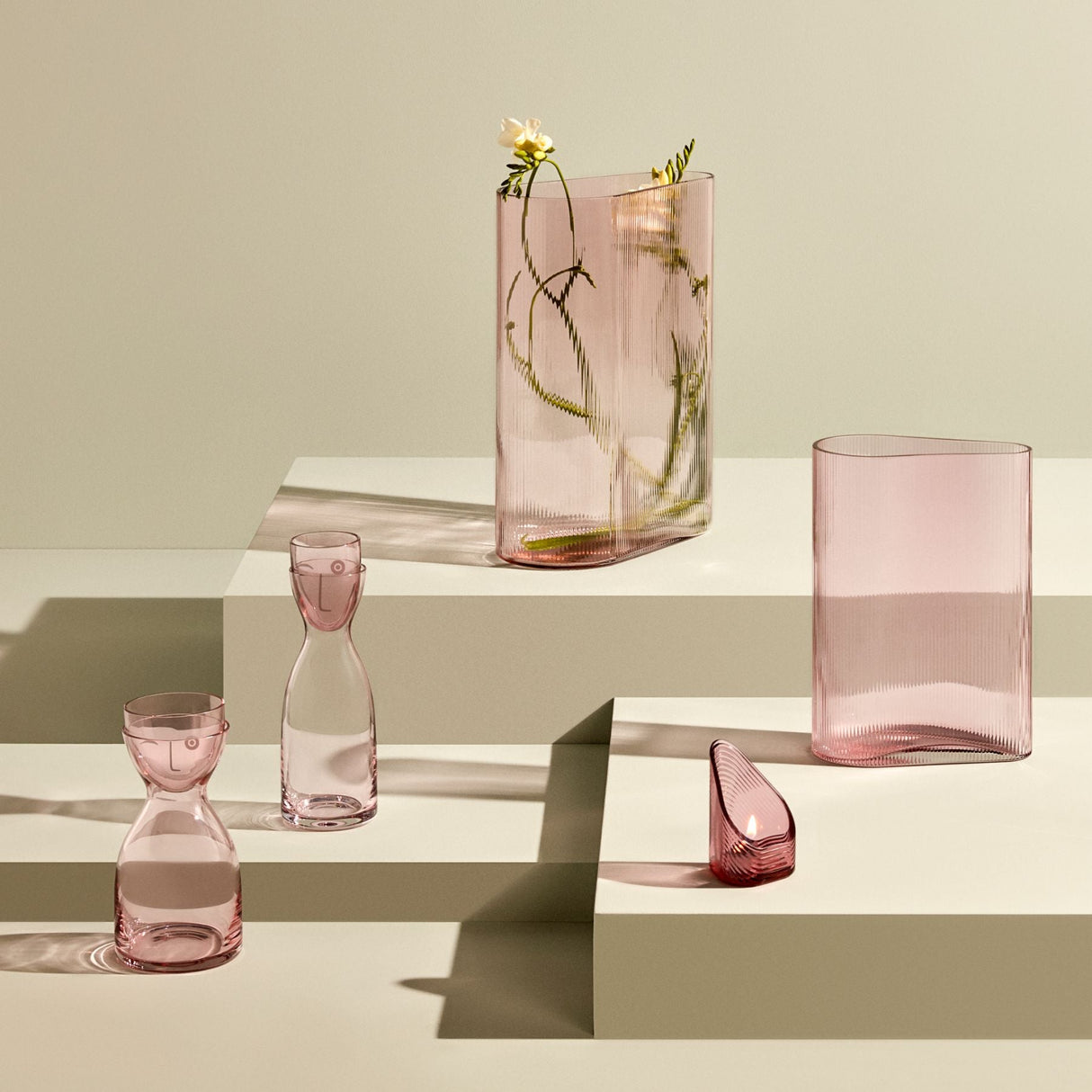 Mr. & Mrs. Night Water Set Tall Dusty Rose