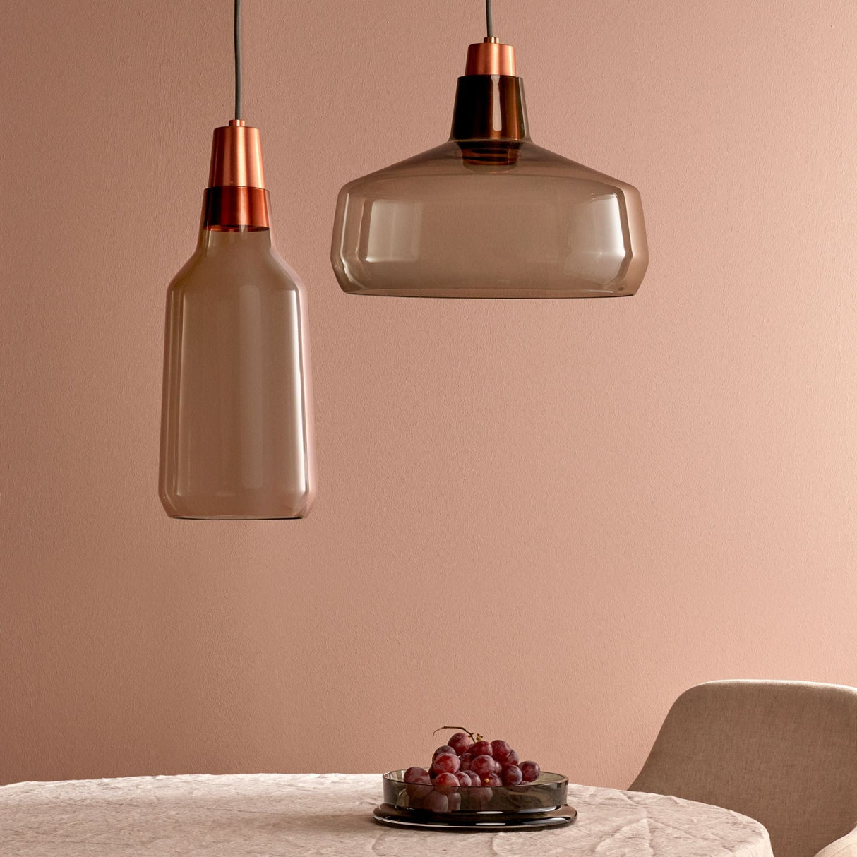 Mono Lamp Smoke with Copper Socket Tall