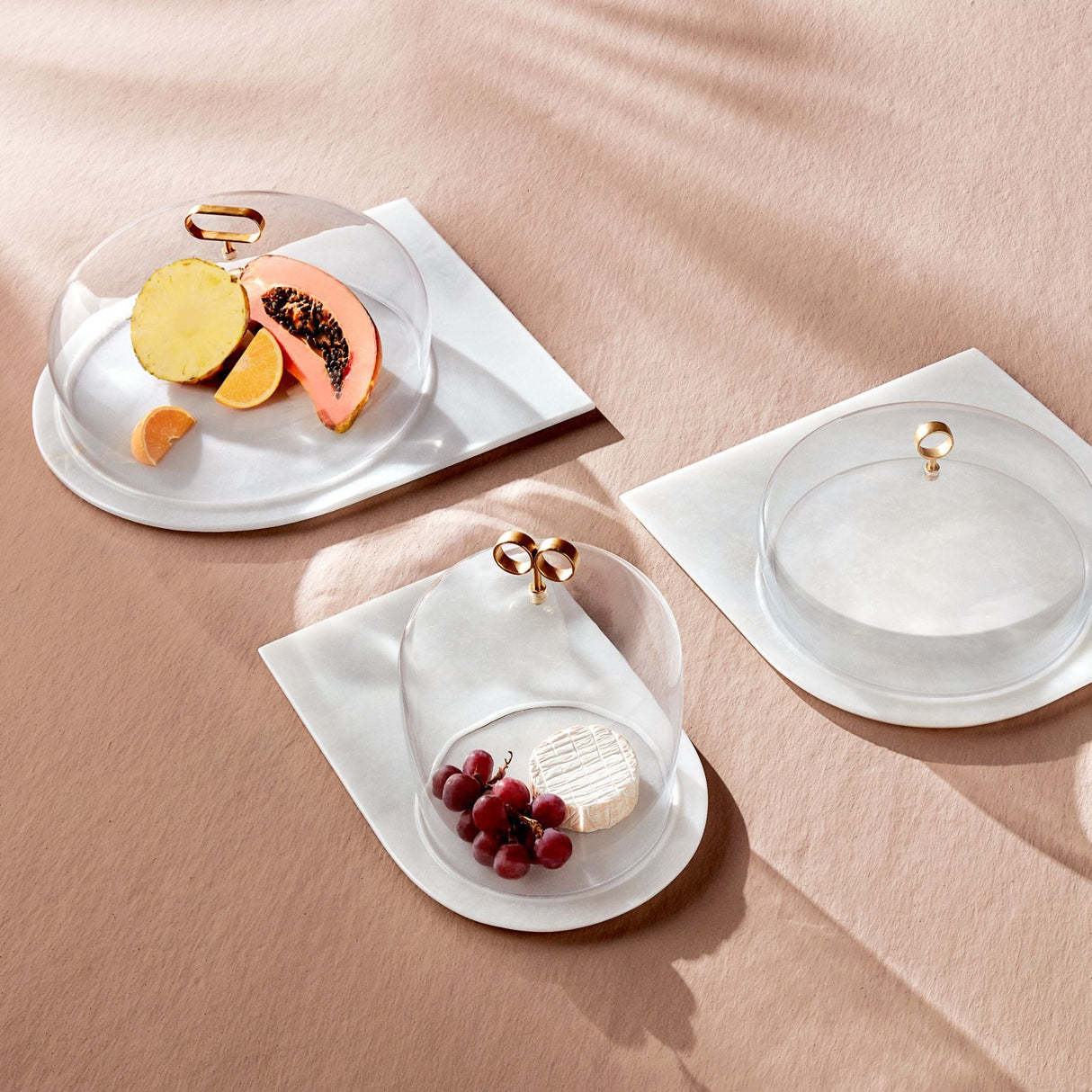 Cupola Cake Dome High with Brass Handle and Marble Base