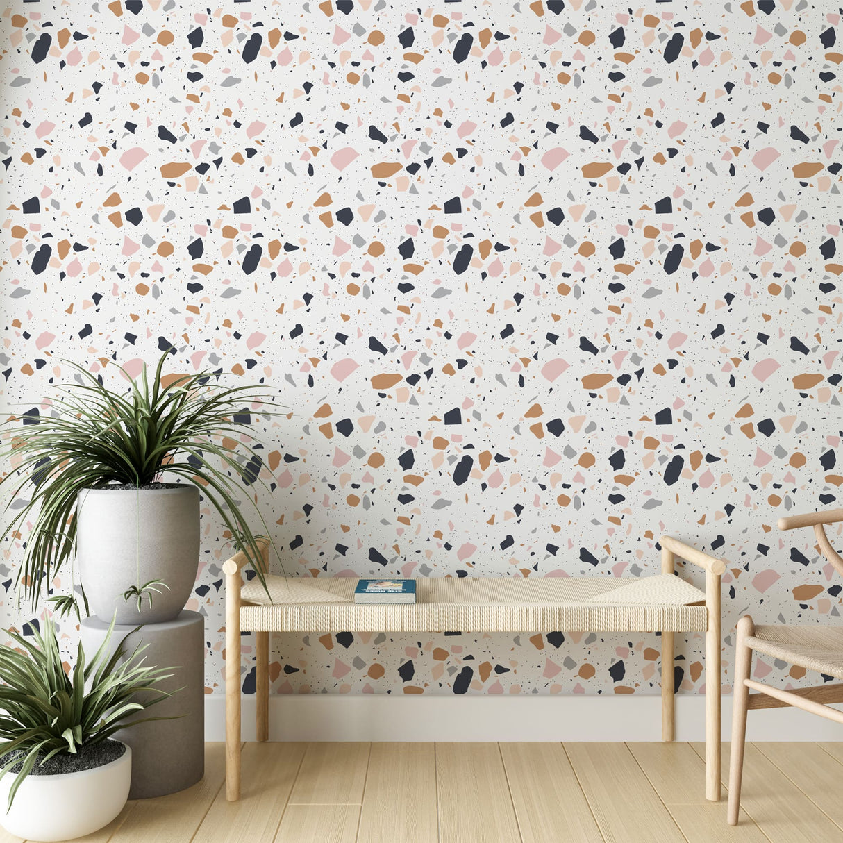 Modern Terrazzo Wallpaper - Chic Speckled Stone Pattern