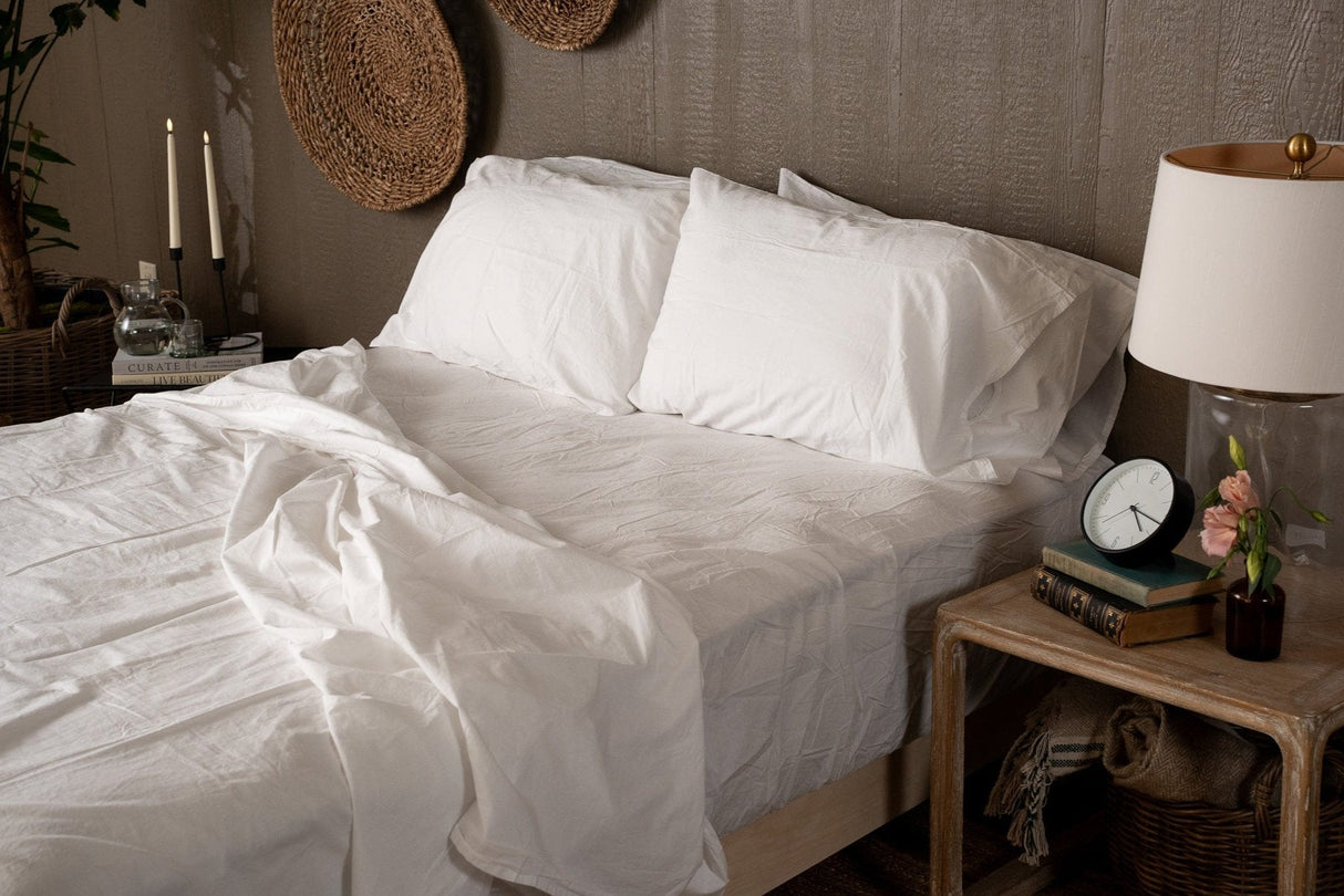 Crinkle Percale Organic Cotton Sheet Set + Pillowcases