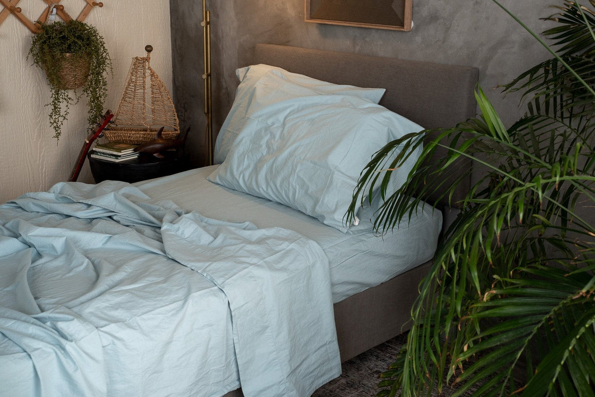 Kids Crinkle Percale Organic Cotton Sheet Set + Pillowcases