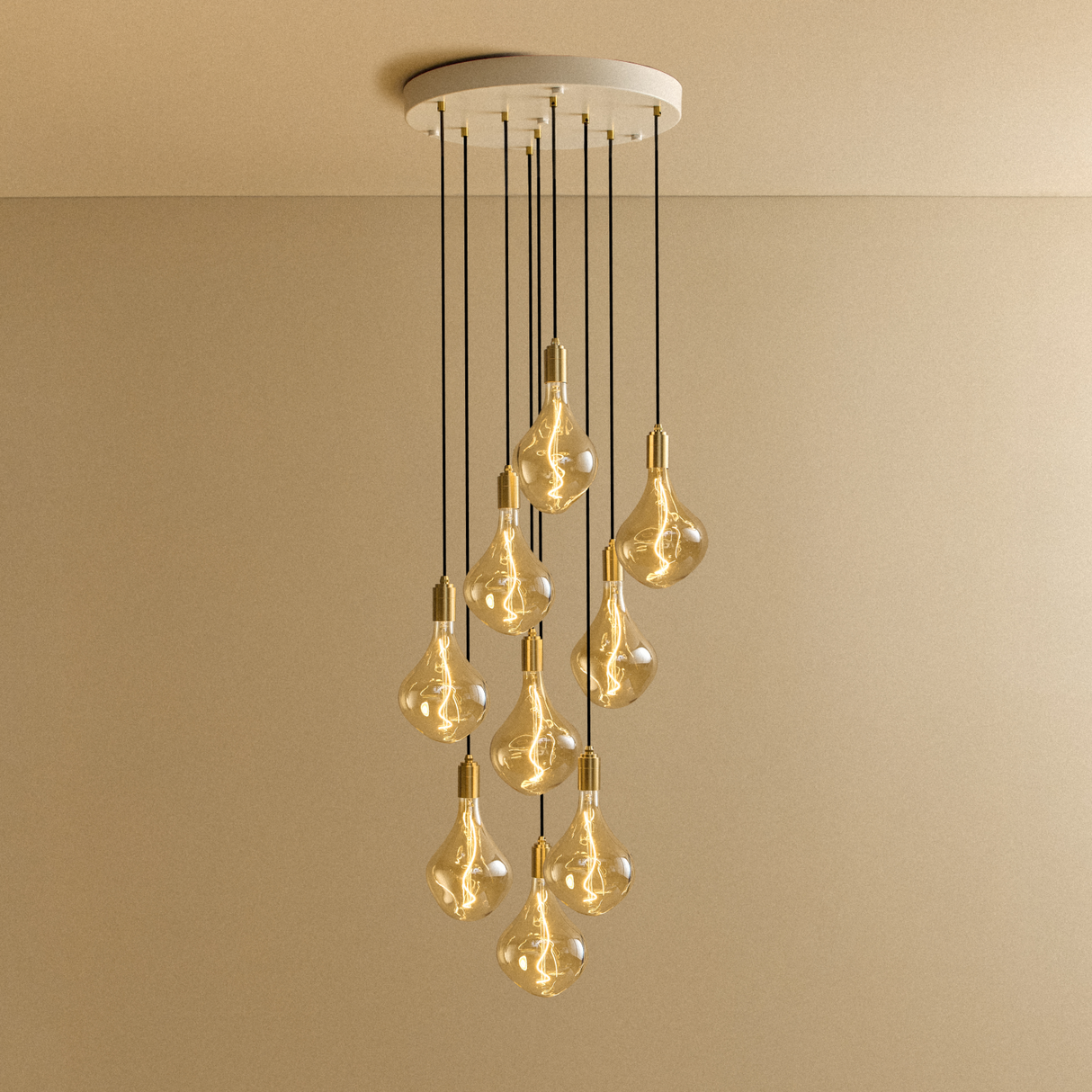 Nine Pendant in Brass + Voronoi II