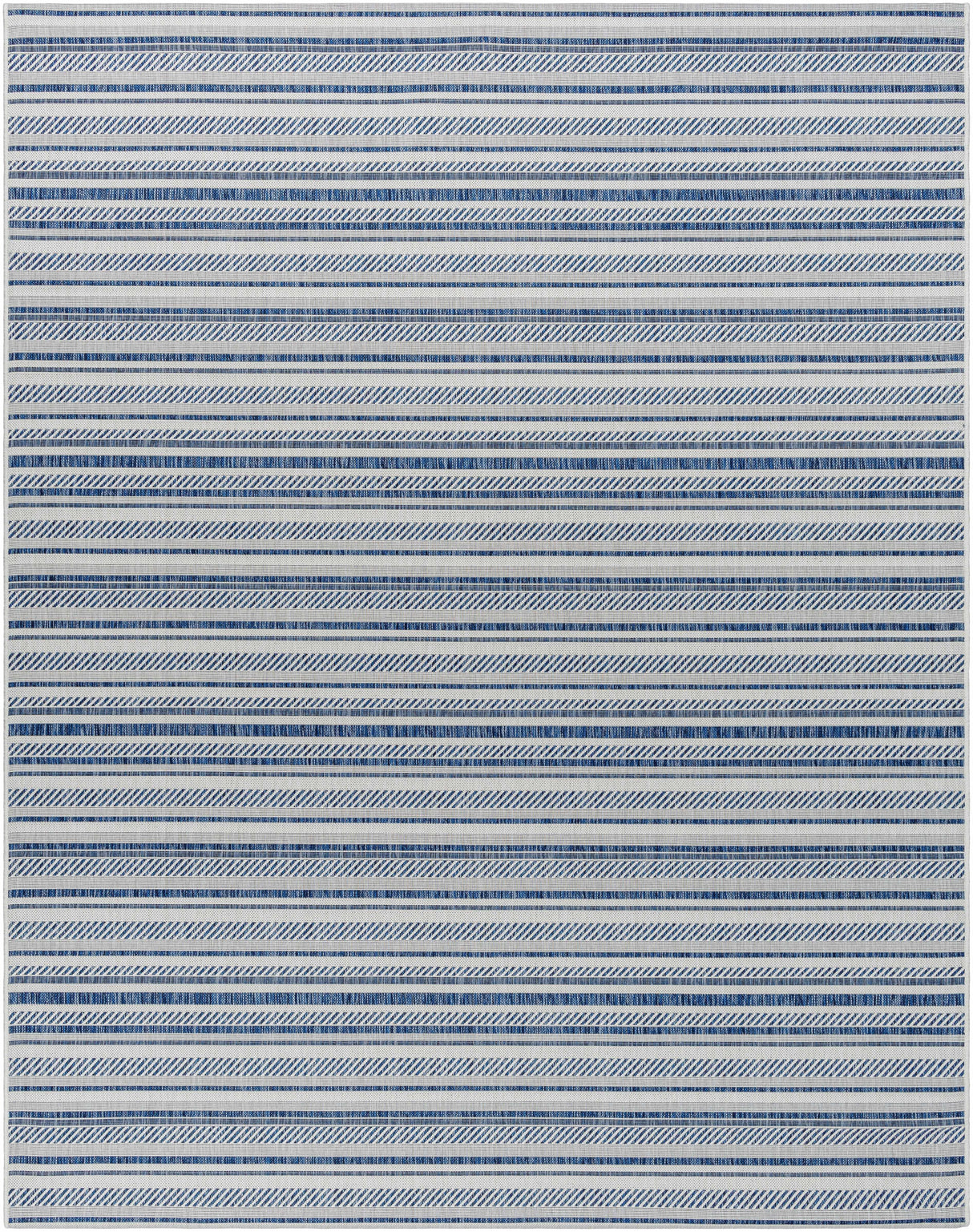Olin White&Blue Striped Nordic Rug
