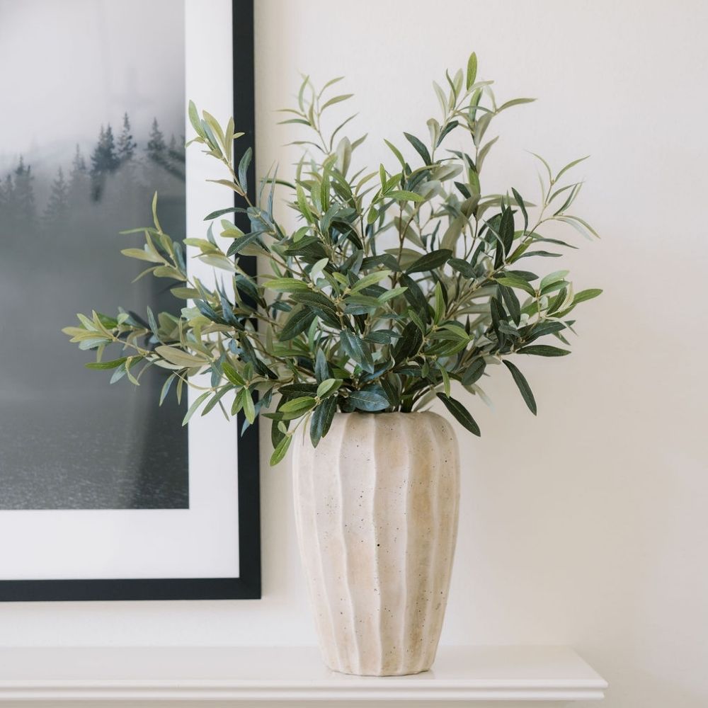 30" Faux Olive Arrangement in Artisan Vase