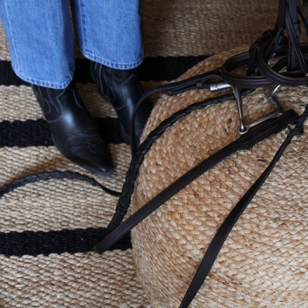 Round Braided Jute Ottoman Pouf