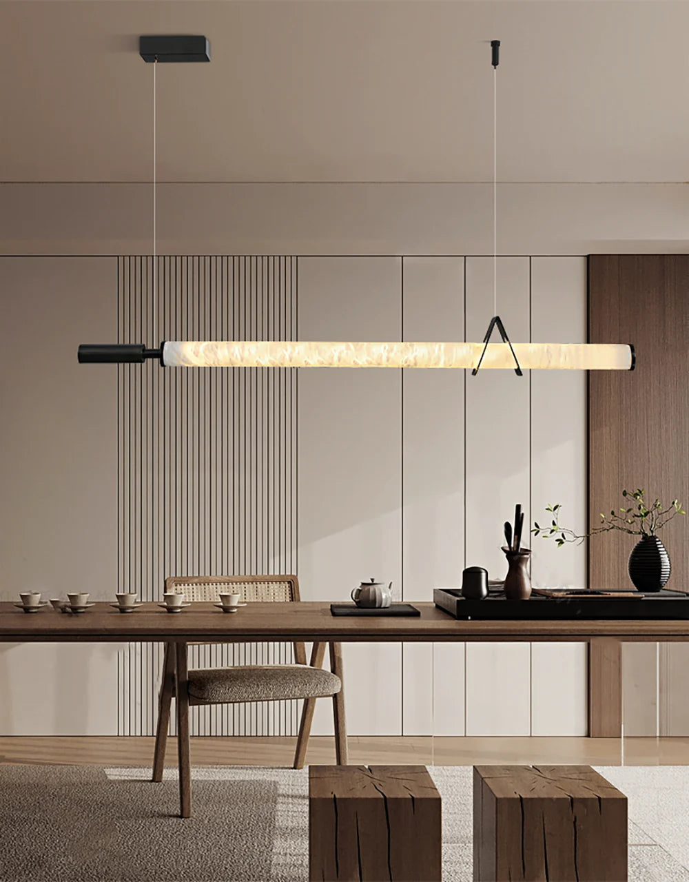 Organic Alabaster Linear Pendant Light