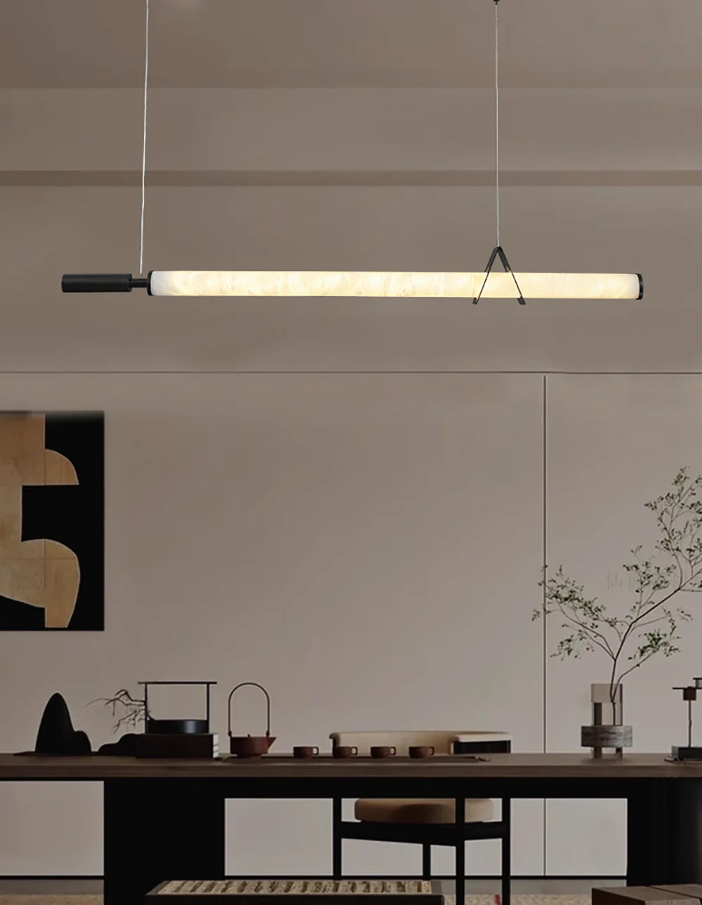 Organic Alabaster Linear Pendant Light