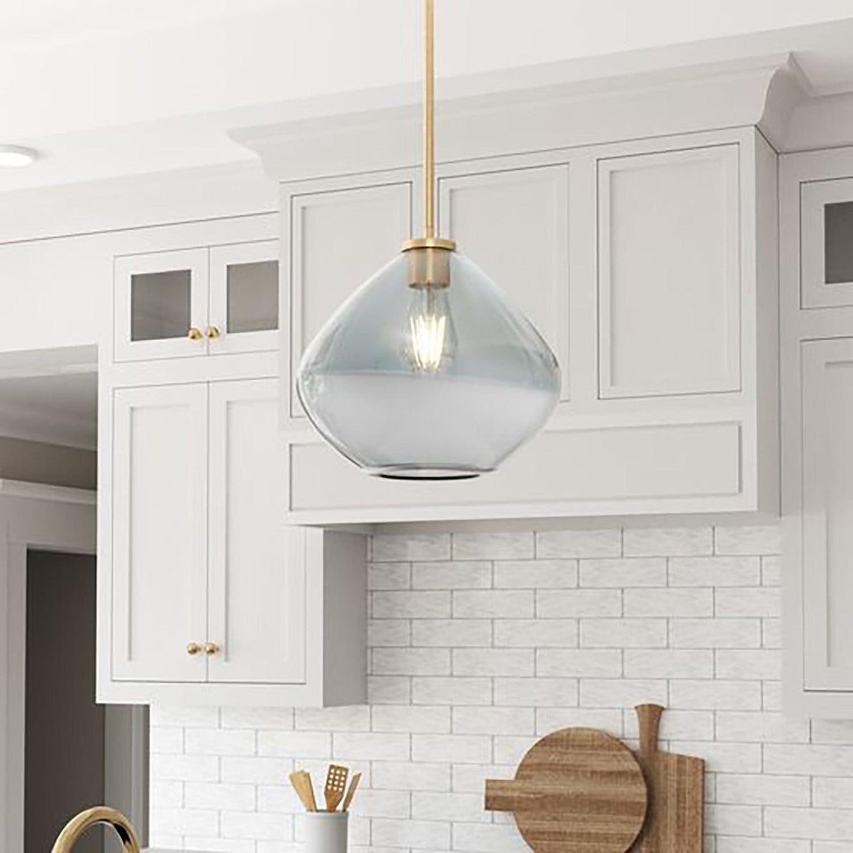 Pheobe 1-light Modern Handblown Glass Island Pendant Light