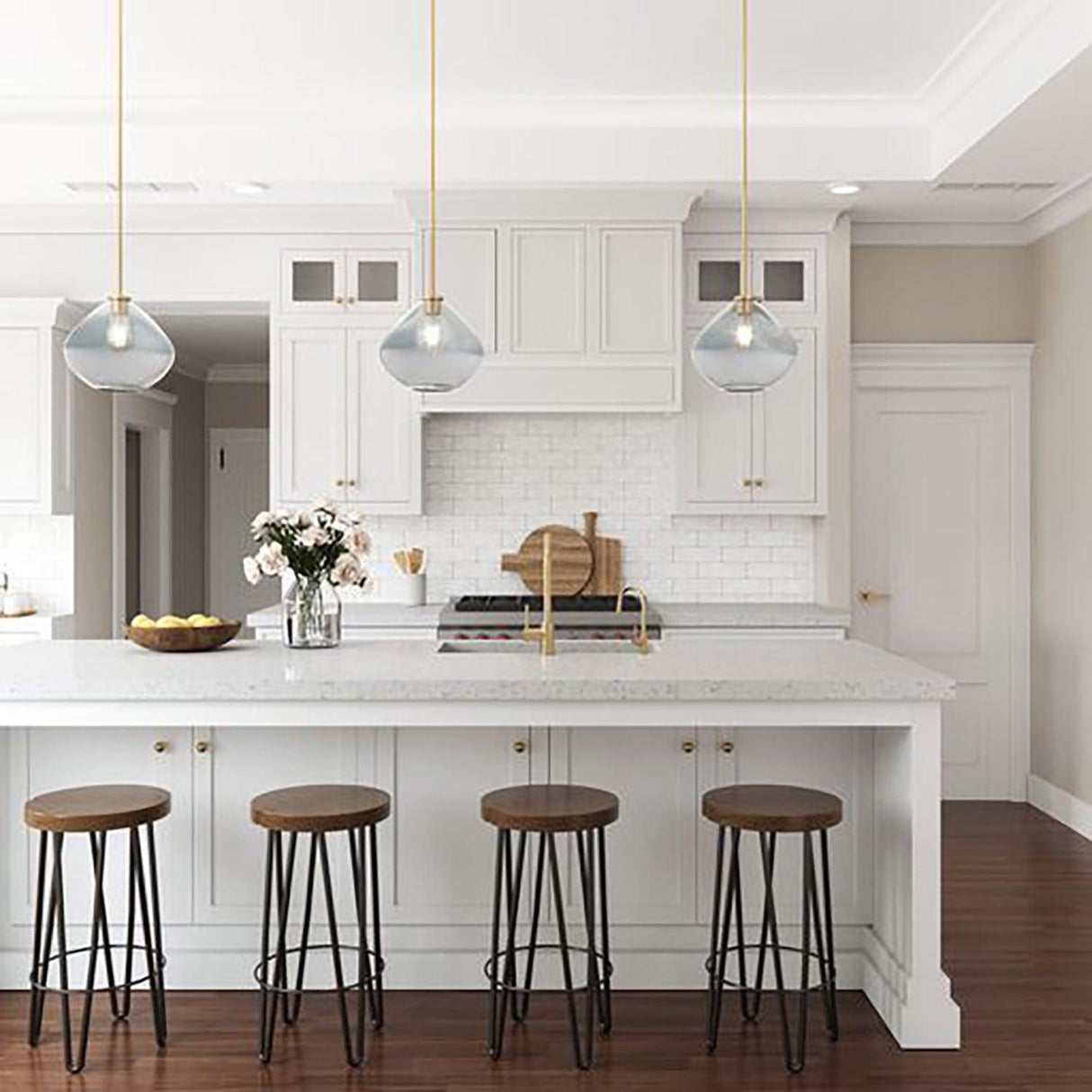 Pheobe 1-light Modern Handblown Glass Island Pendant Light