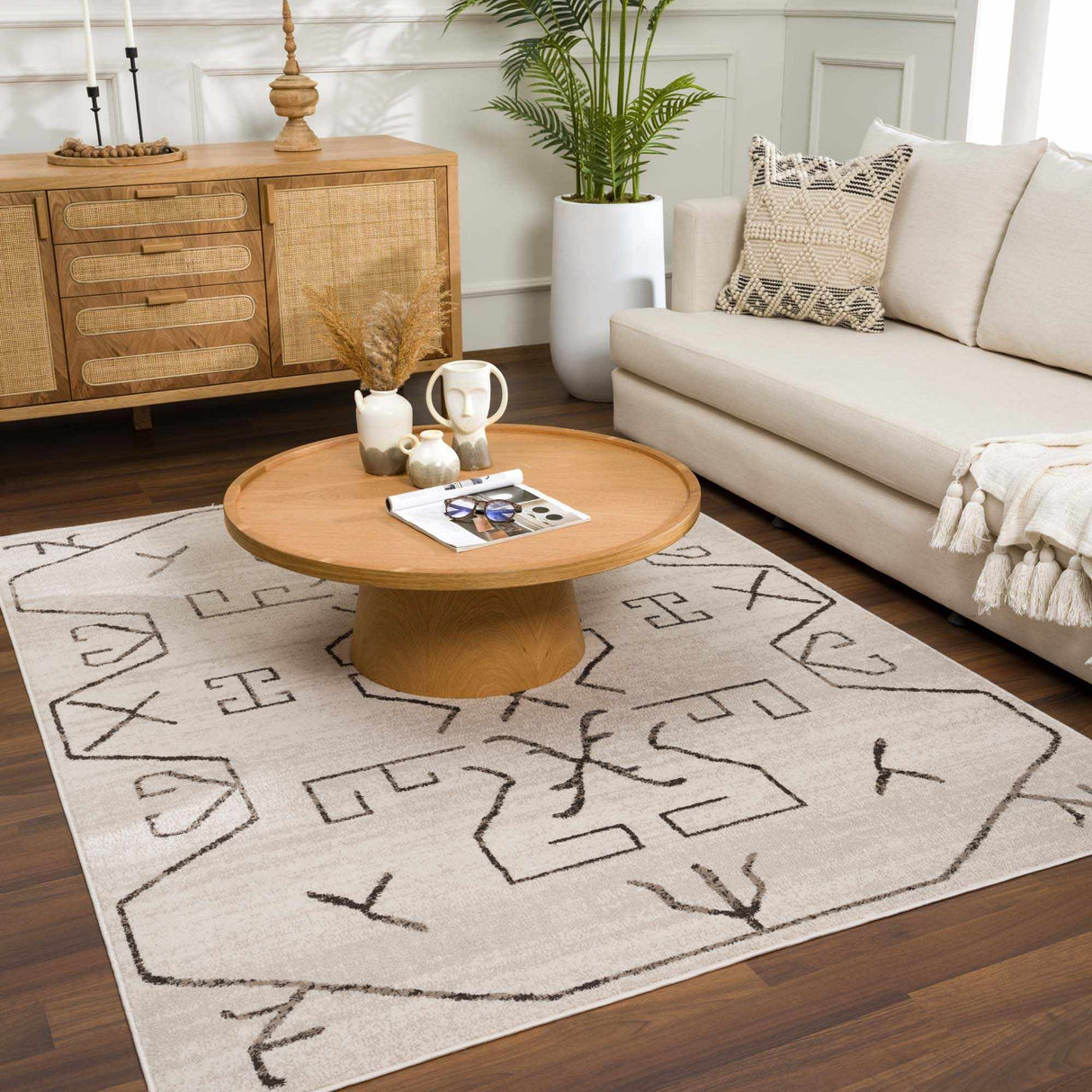 Azzan Cream & Charcoal Area Rug - Clearance