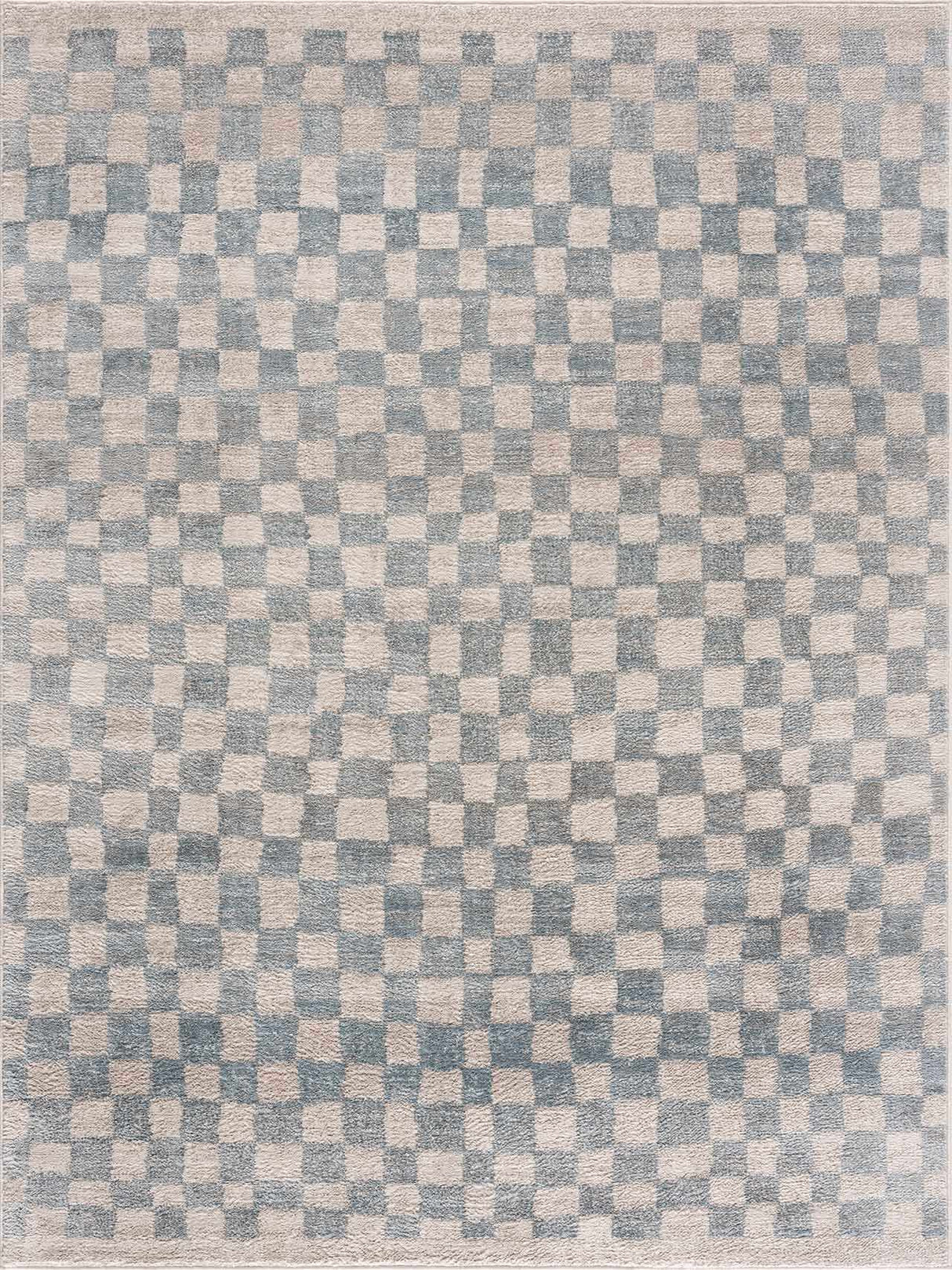 Benjy Cream & Light Blue Checkered Area Rug