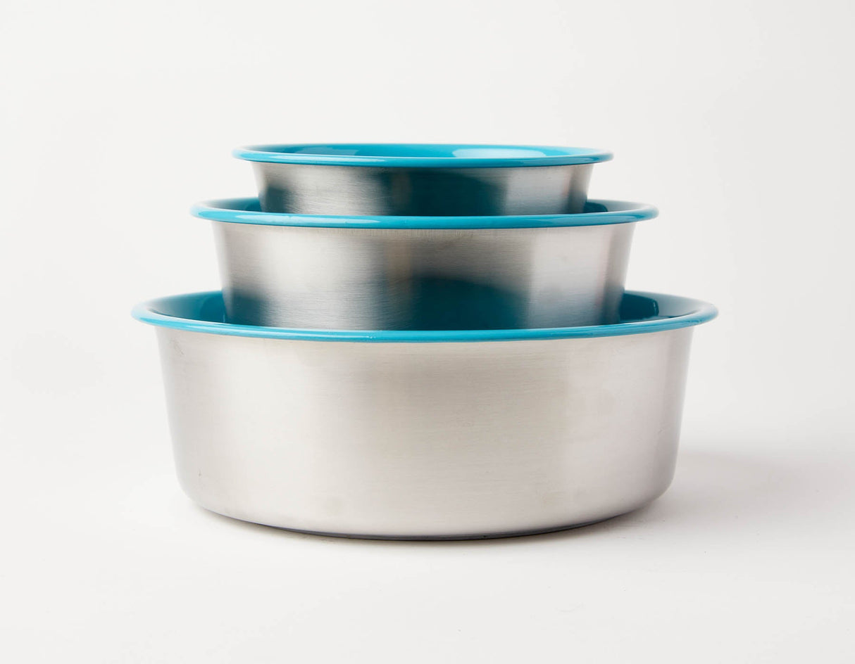 Slow Feeder Dog Bowl Blue - Anti Slip Stainless Steel