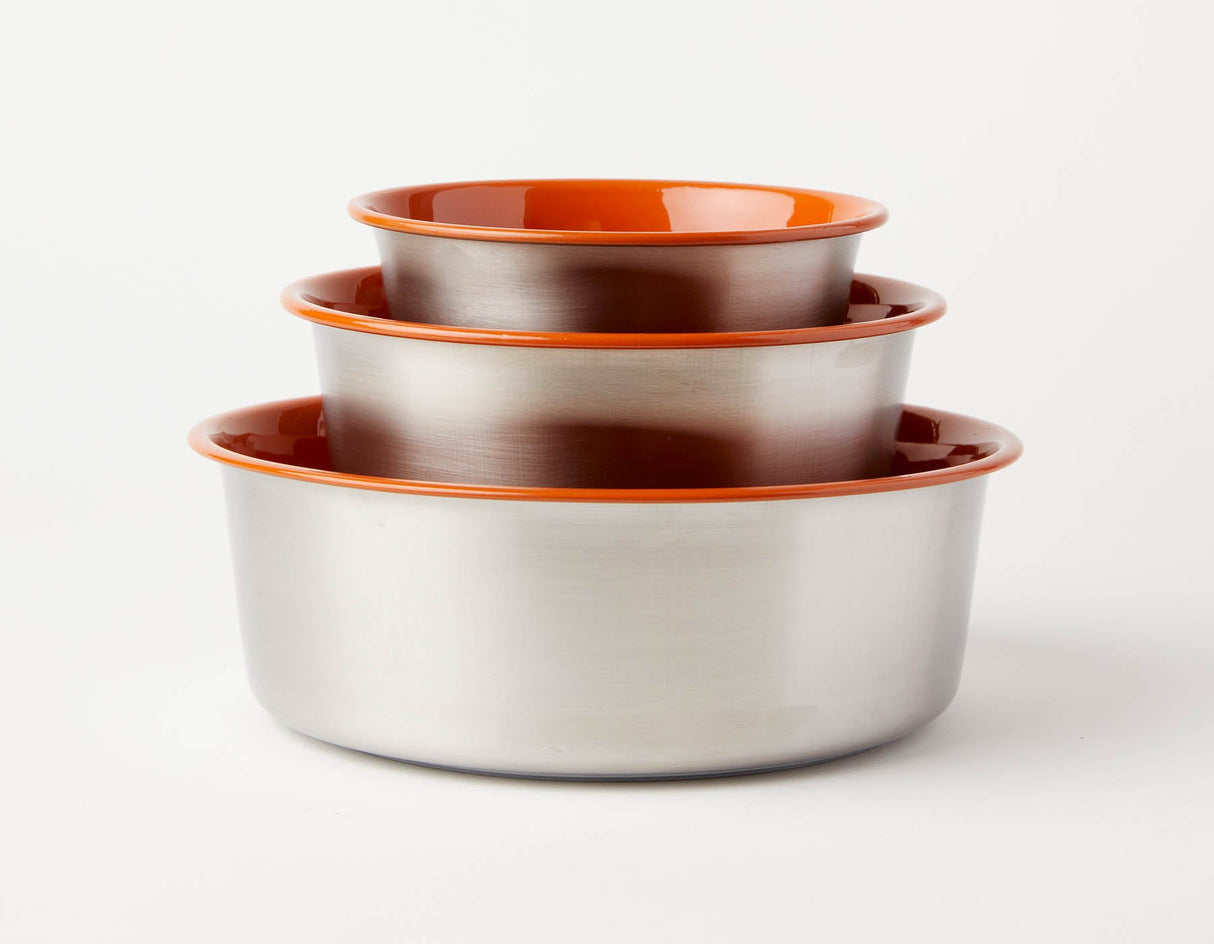 Slow Feeder Dog Bowl Orange - Anti Slip Stainless Steel