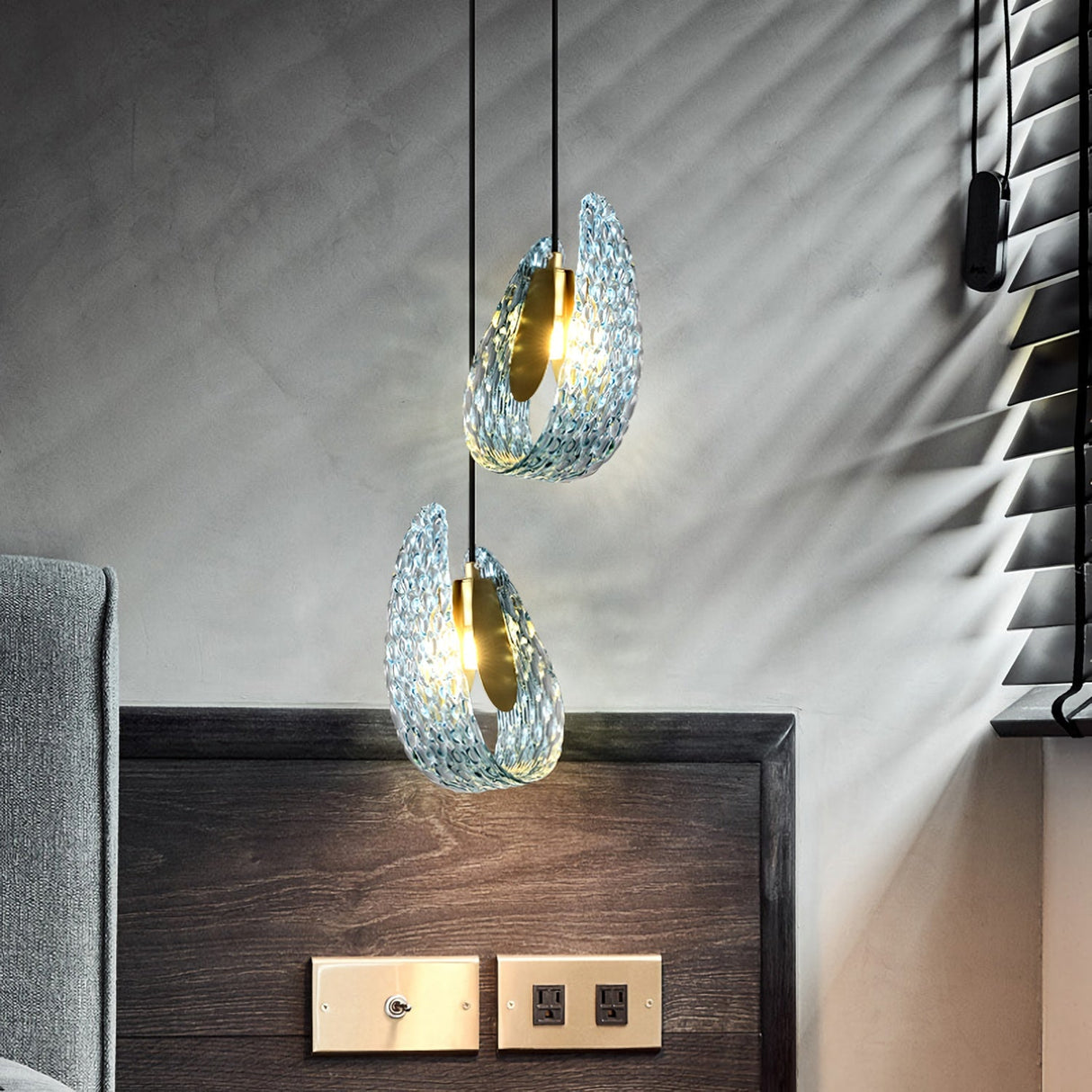 Petal Blue Glass Pendant Light