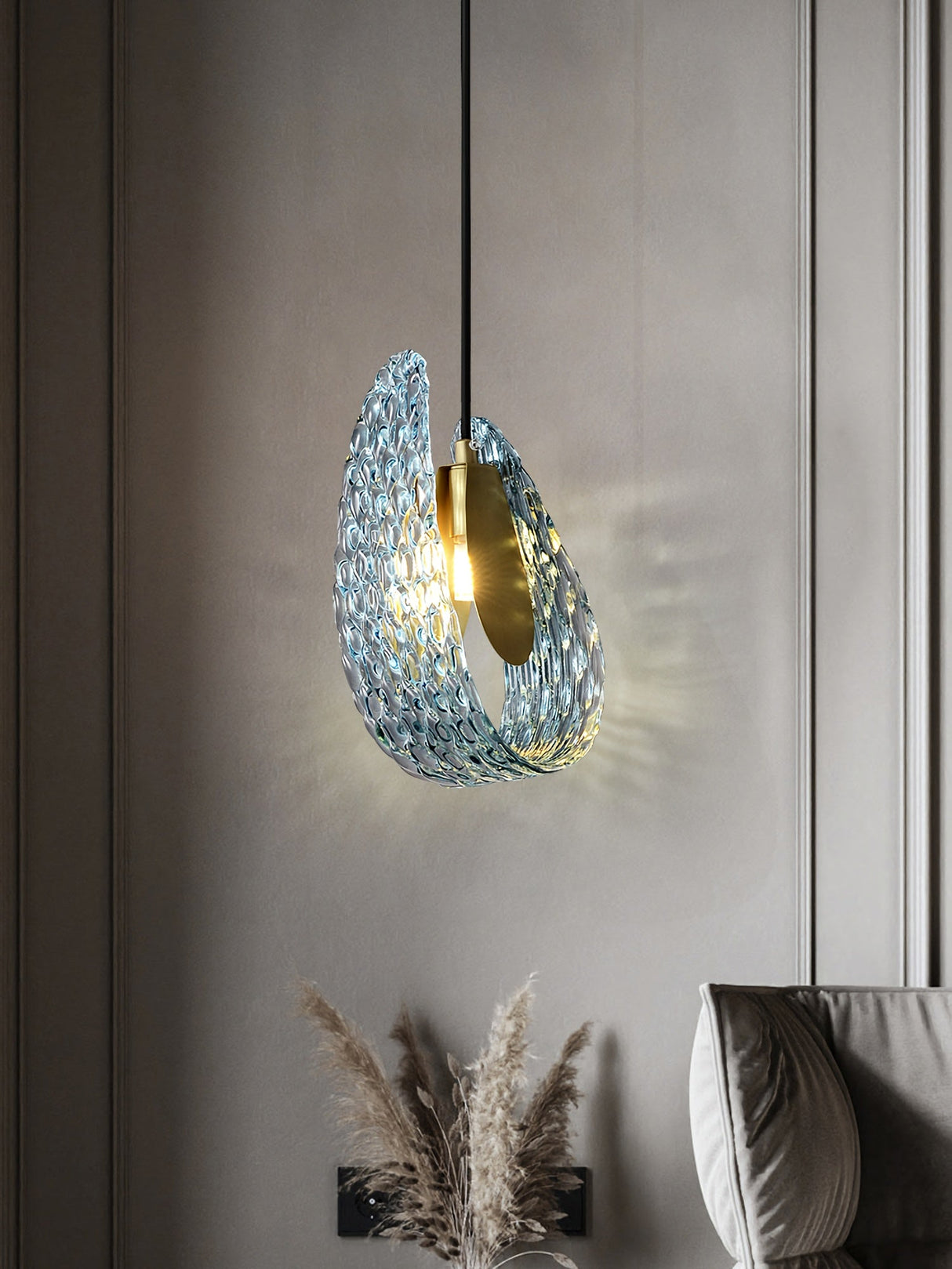 Petal Blue Glass Pendant Light