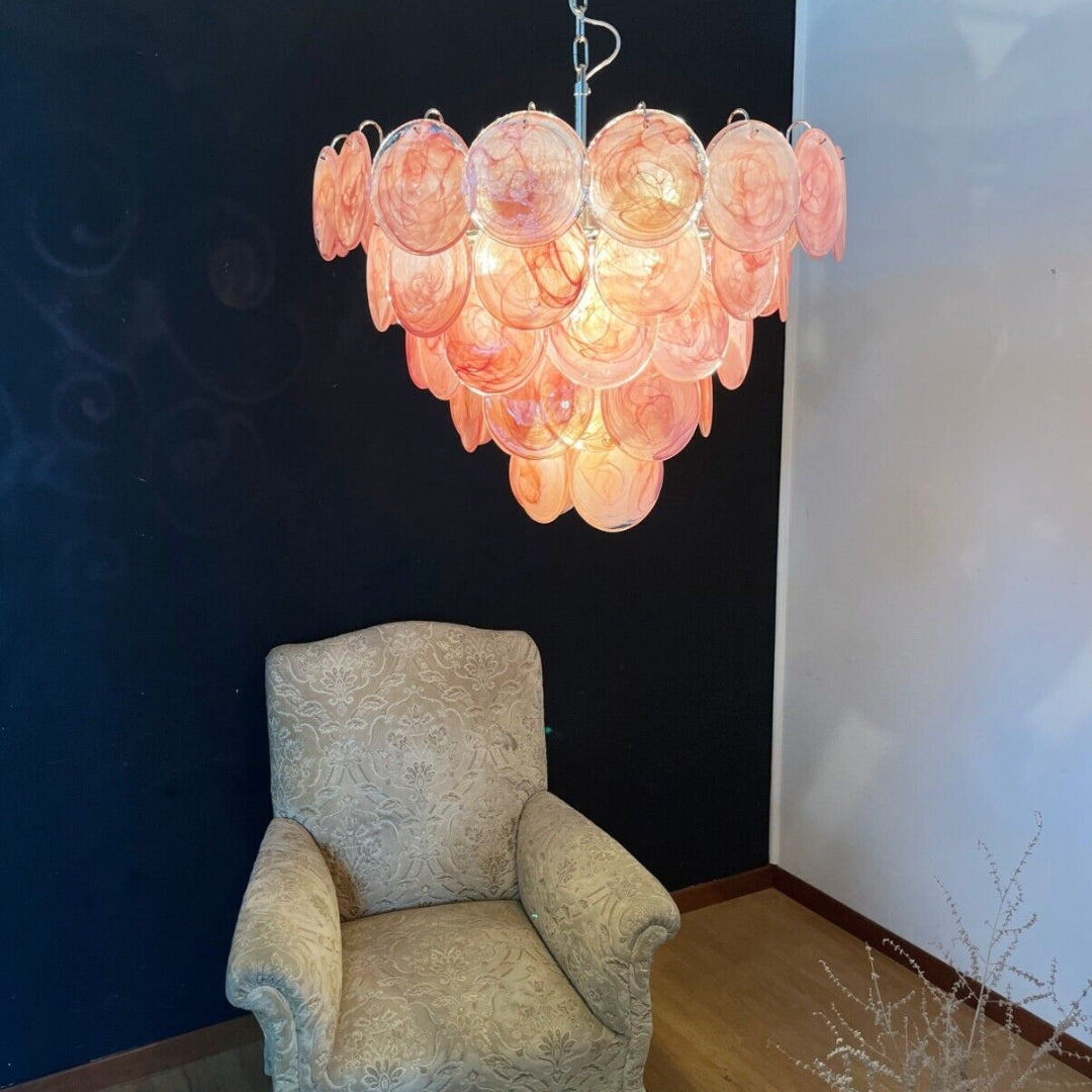 Pink Disk Murano Chandelier