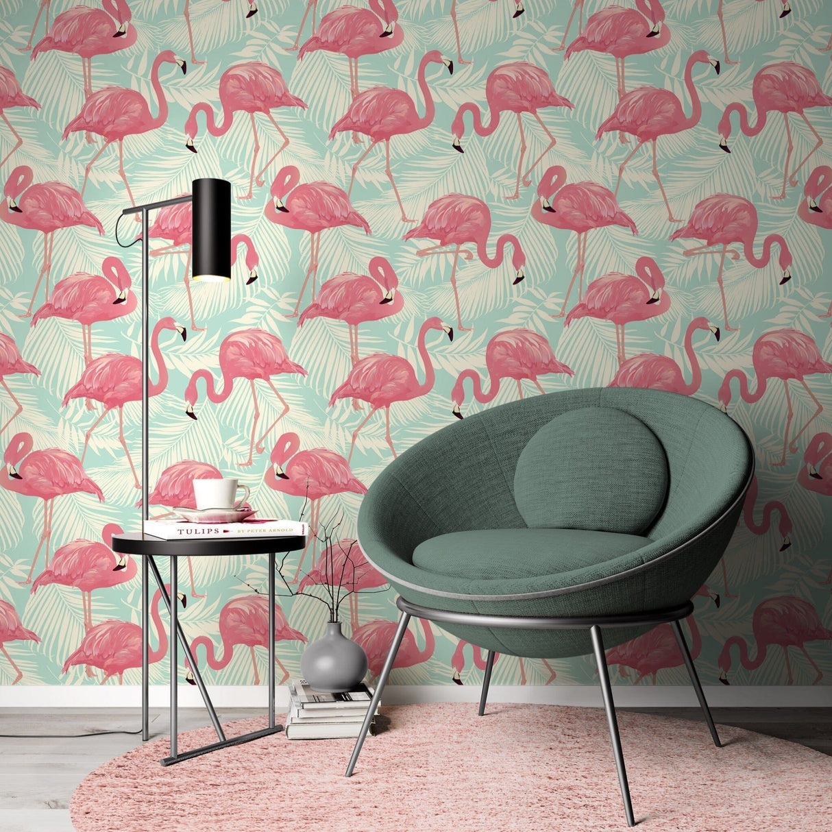 Pink Flamingo Wallpaper Removable Wallpaper