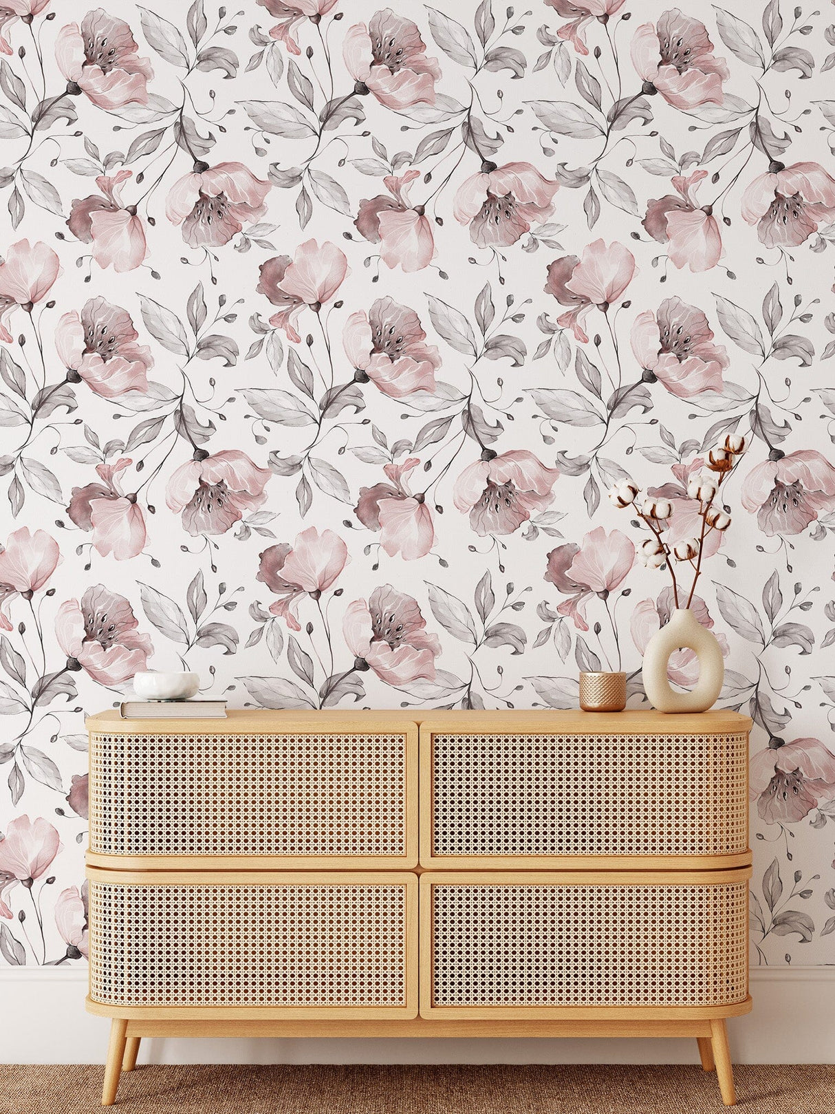 Pink Vintage Flowers Wallpaper