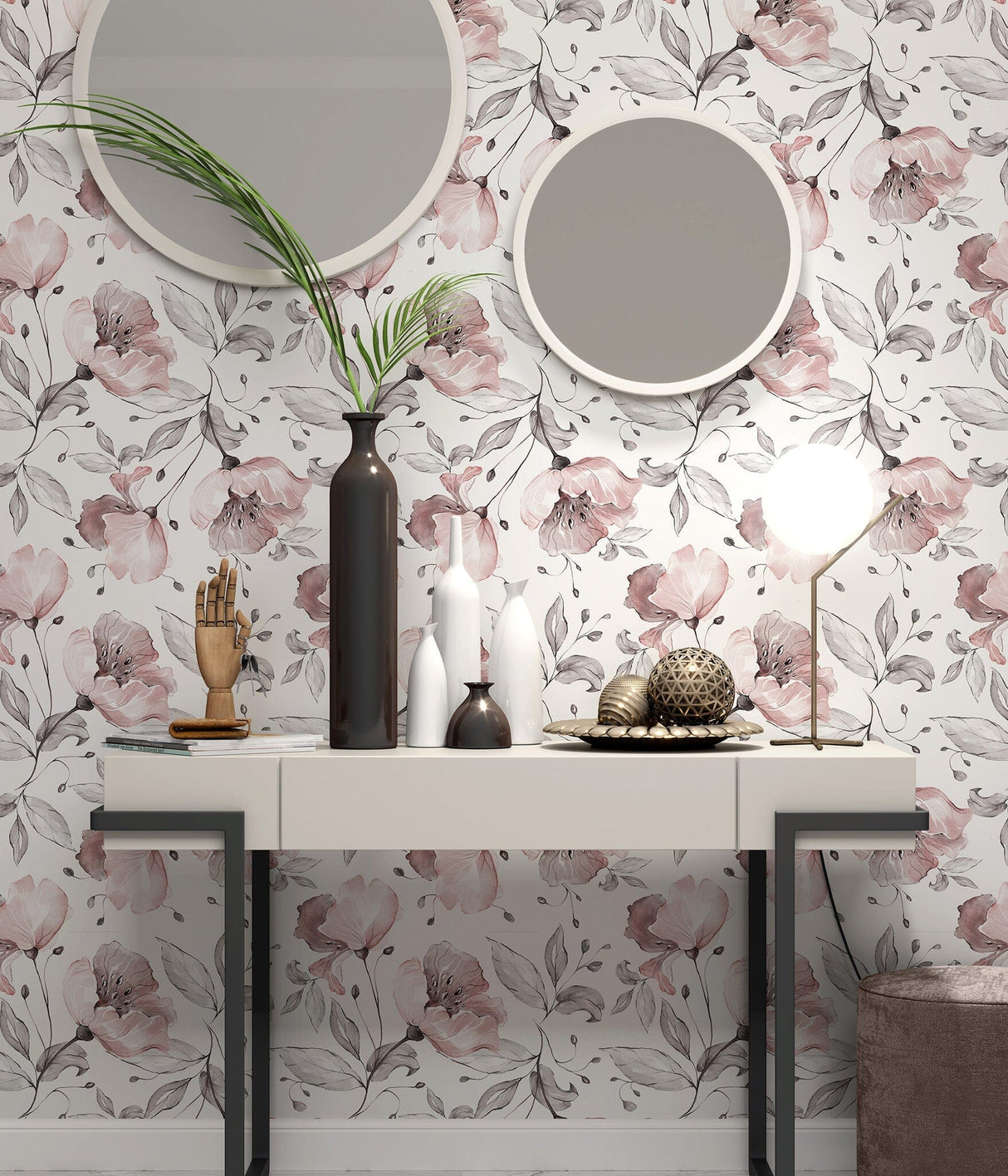 Pink Vintage Flowers Wallpaper