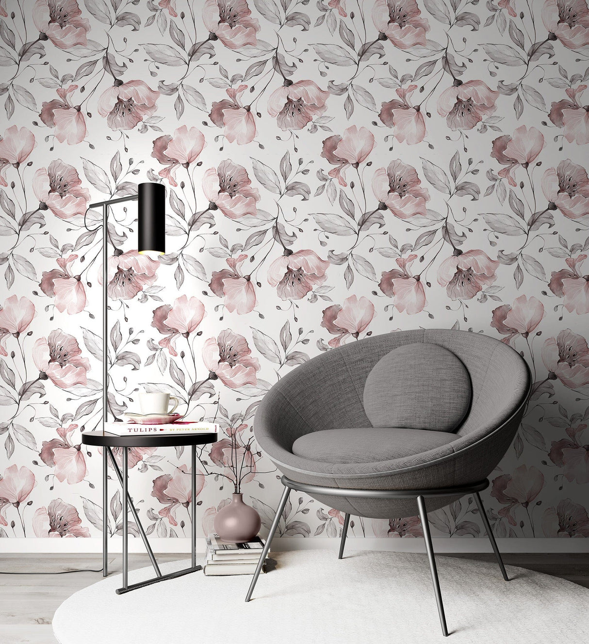 Pink Vintage Flowers Wallpaper