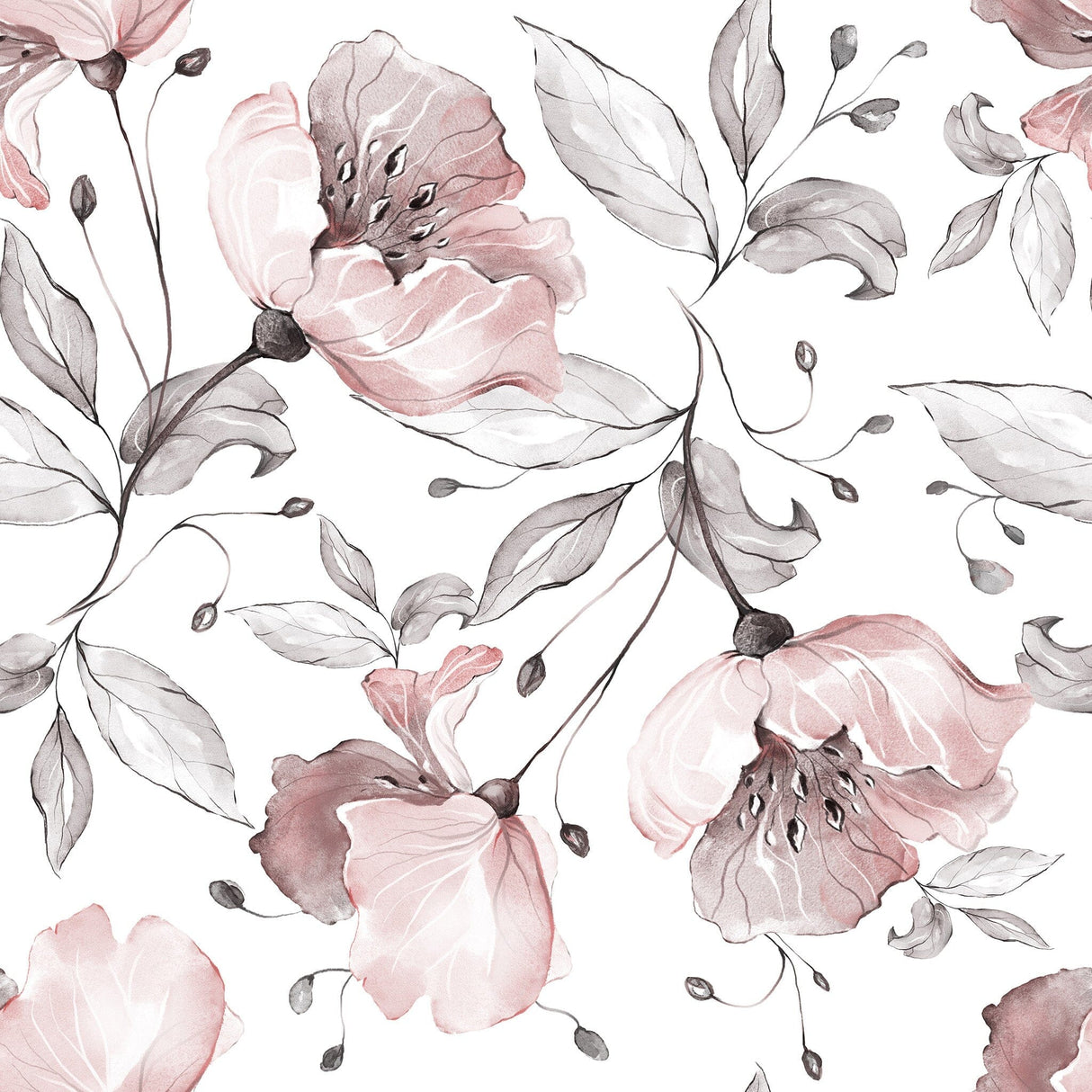 Pink Vintage Flowers Wallpaper