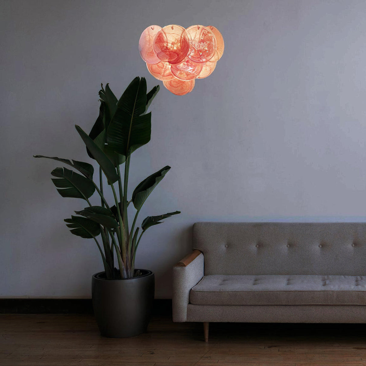 Pink Vintage Murano Glass Wall Lamp