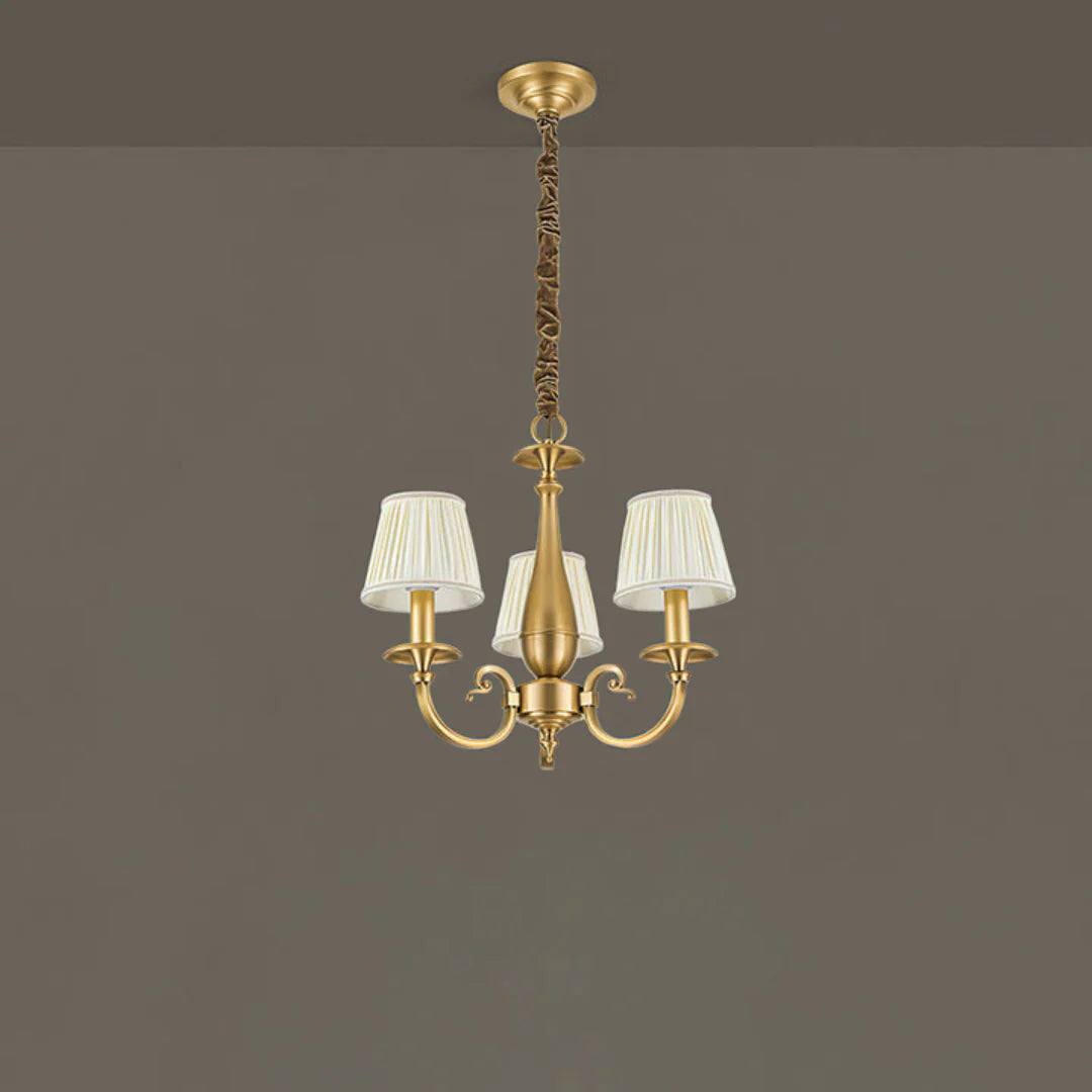 Pleated Brass Chandelier