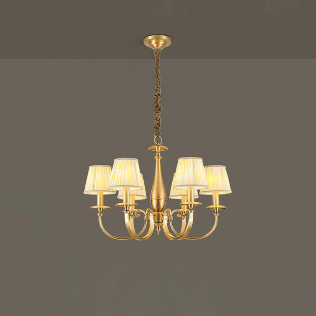 Pleated Brass Chandelier