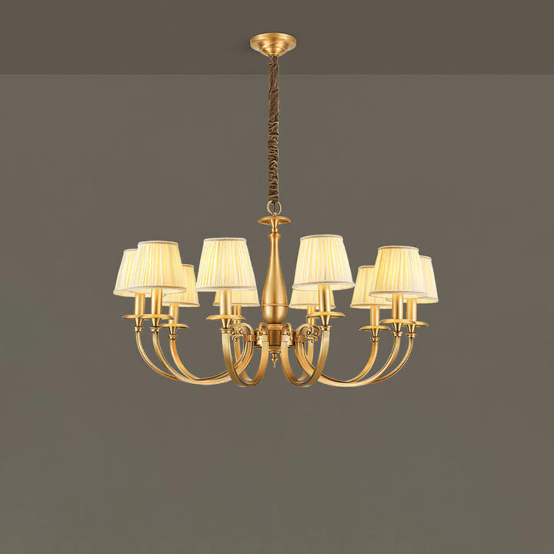 Pleated Brass Chandelier