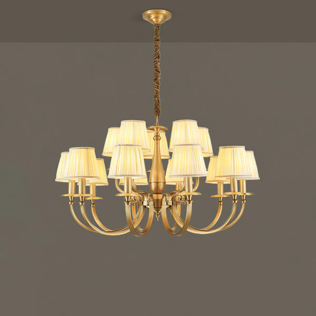 Pleated Brass Chandelier