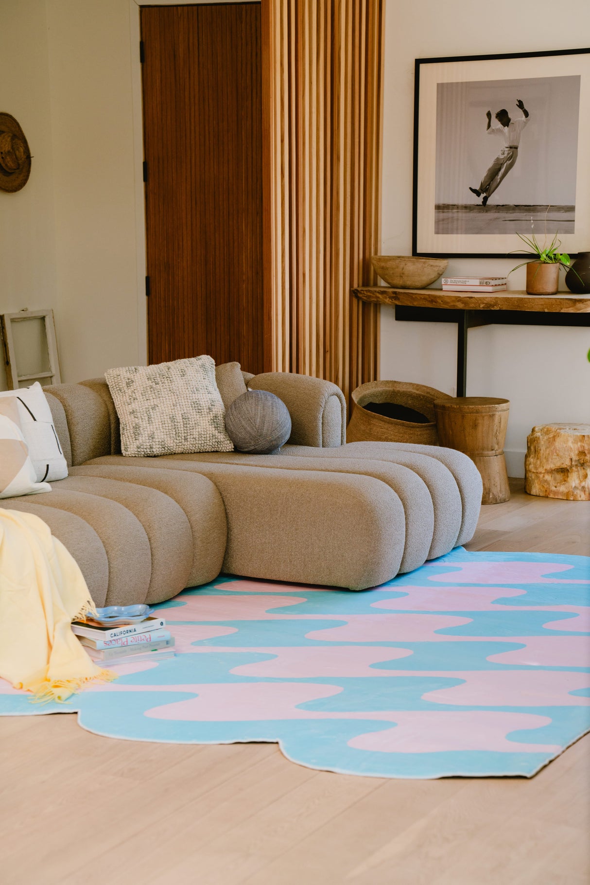 Pastel Irregular Shaped Wavy Rug by Johann Banta