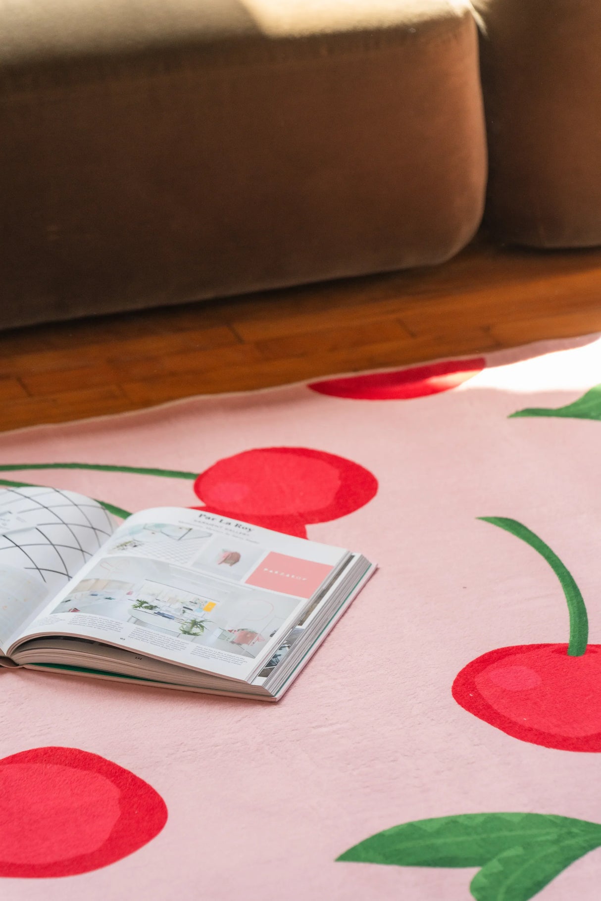 Cute Pink Cherry Rug by Elizabeth Bay