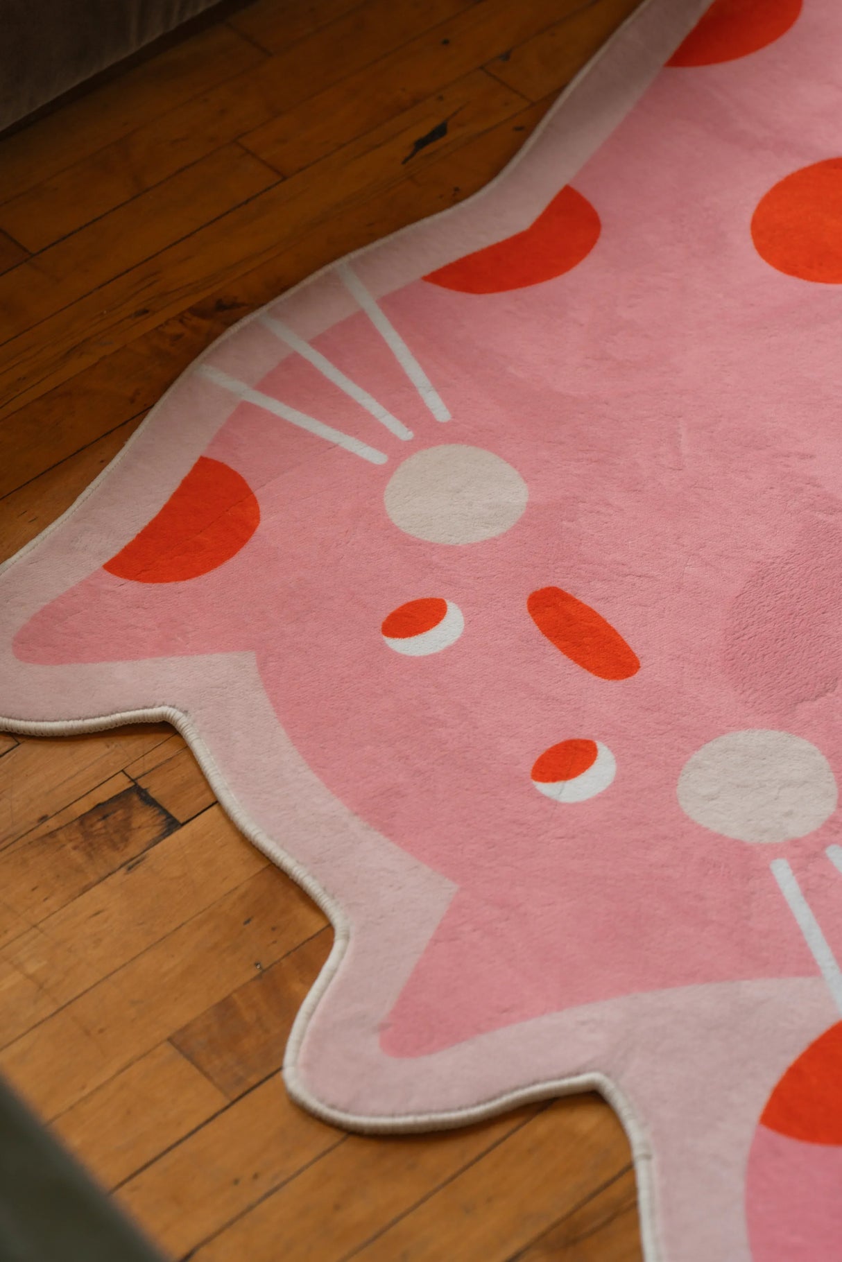 Polka dots Funky Cat Rug by Becca Franks